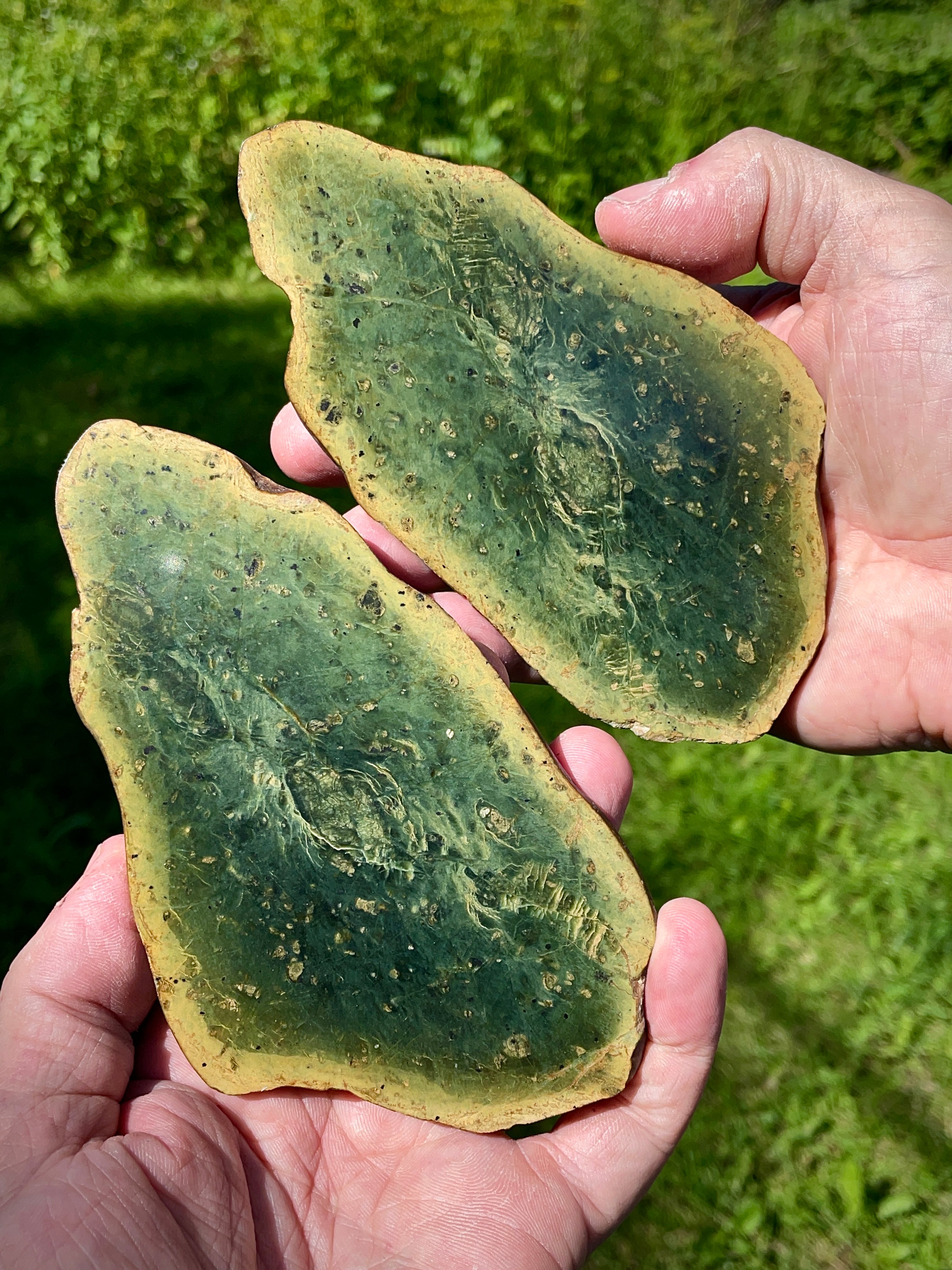 StoneBorn Creations Hand-Polished Vermont Serpentine Bookmatched Pair | One-of-a-Kind Natural Display Stones