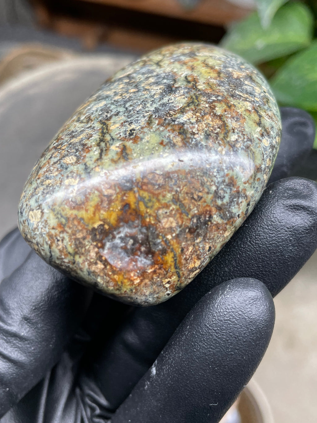 StoneBorn Creations Hand-Polished Vermont Serpentine Freeform with Moss Green Matrix, Earthy Iron Tones and Natural Organic Patterning