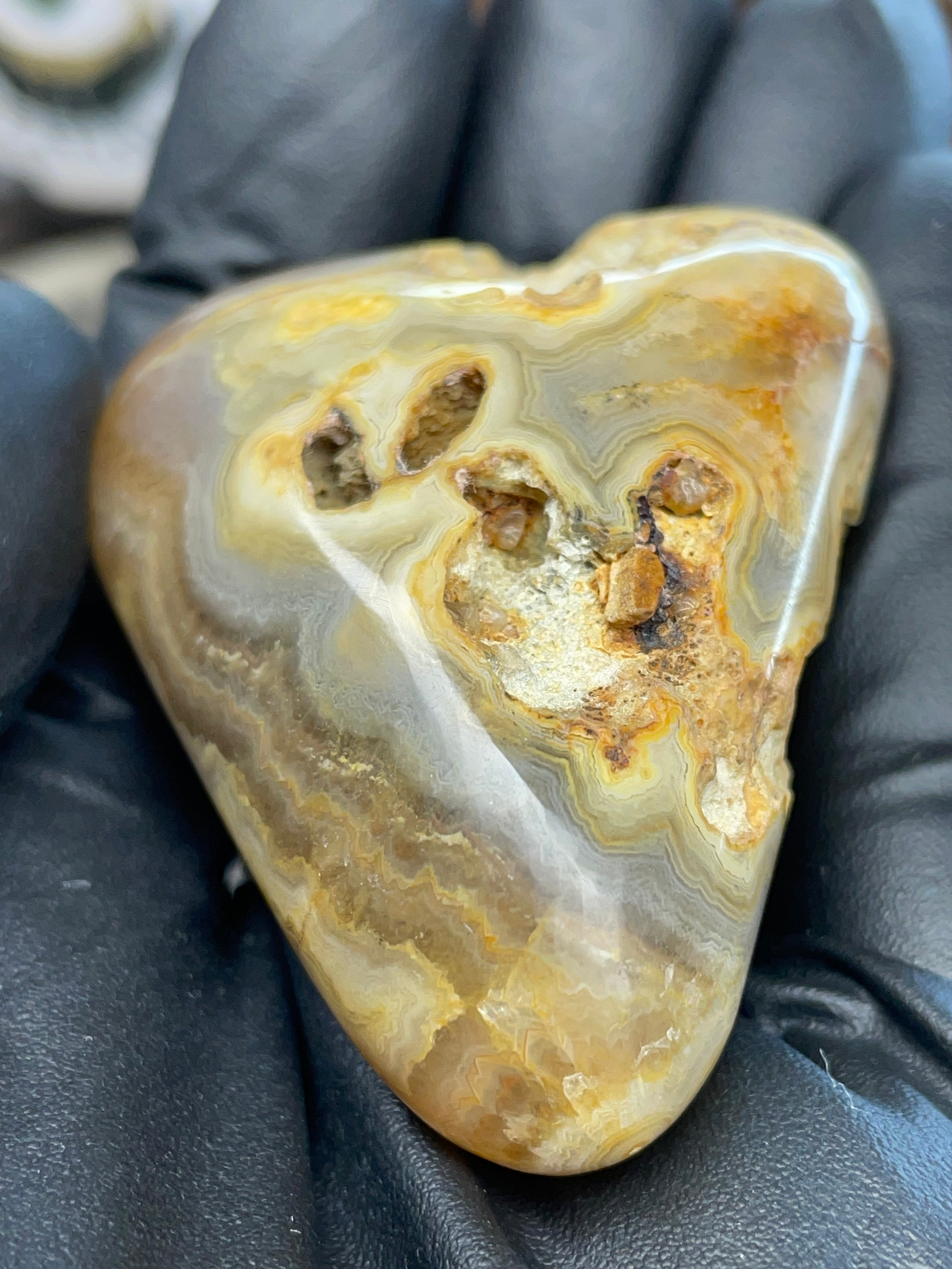 Hand-Polished Banded Agate with Natural Cavities