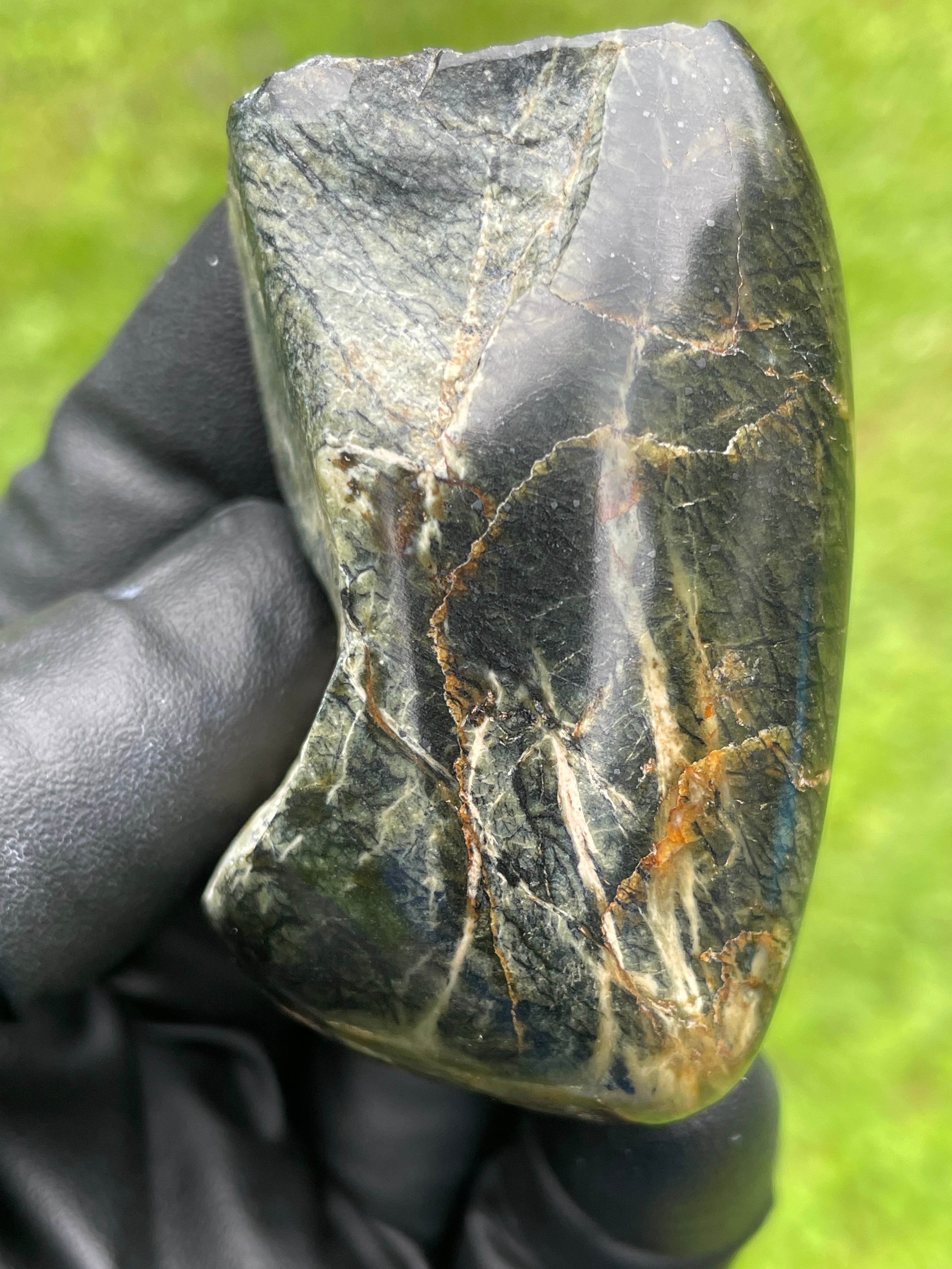 StoneBorn Creations Hand-Polished Vermont Serpentine Freeform Display Stone – One-of-a-Kind Natural Stone