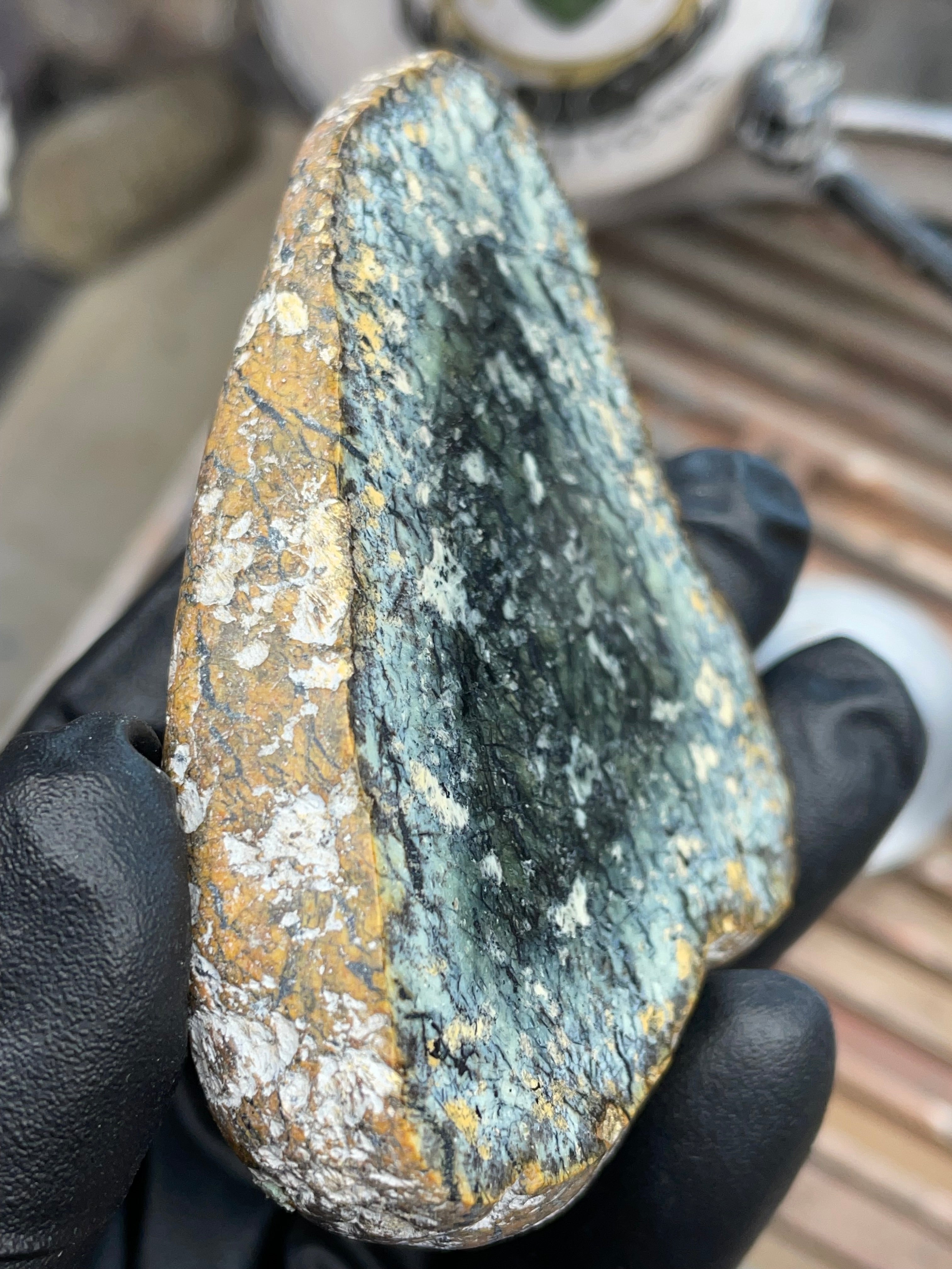 Hand-Collected Serpentine with Dark Green Core | Raw & Refined StoneBorn Slab