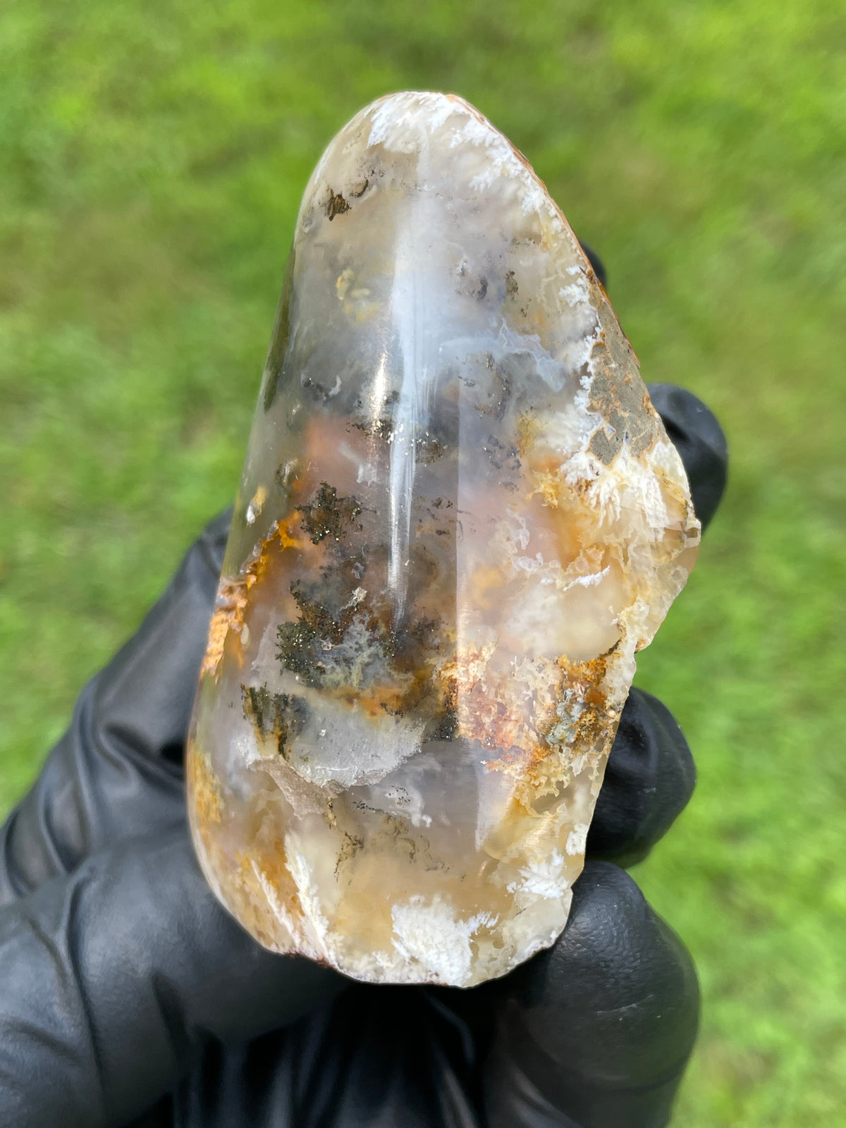 StoneBorn Creations Hand-Polished Plume Agate Freeform Display Stone