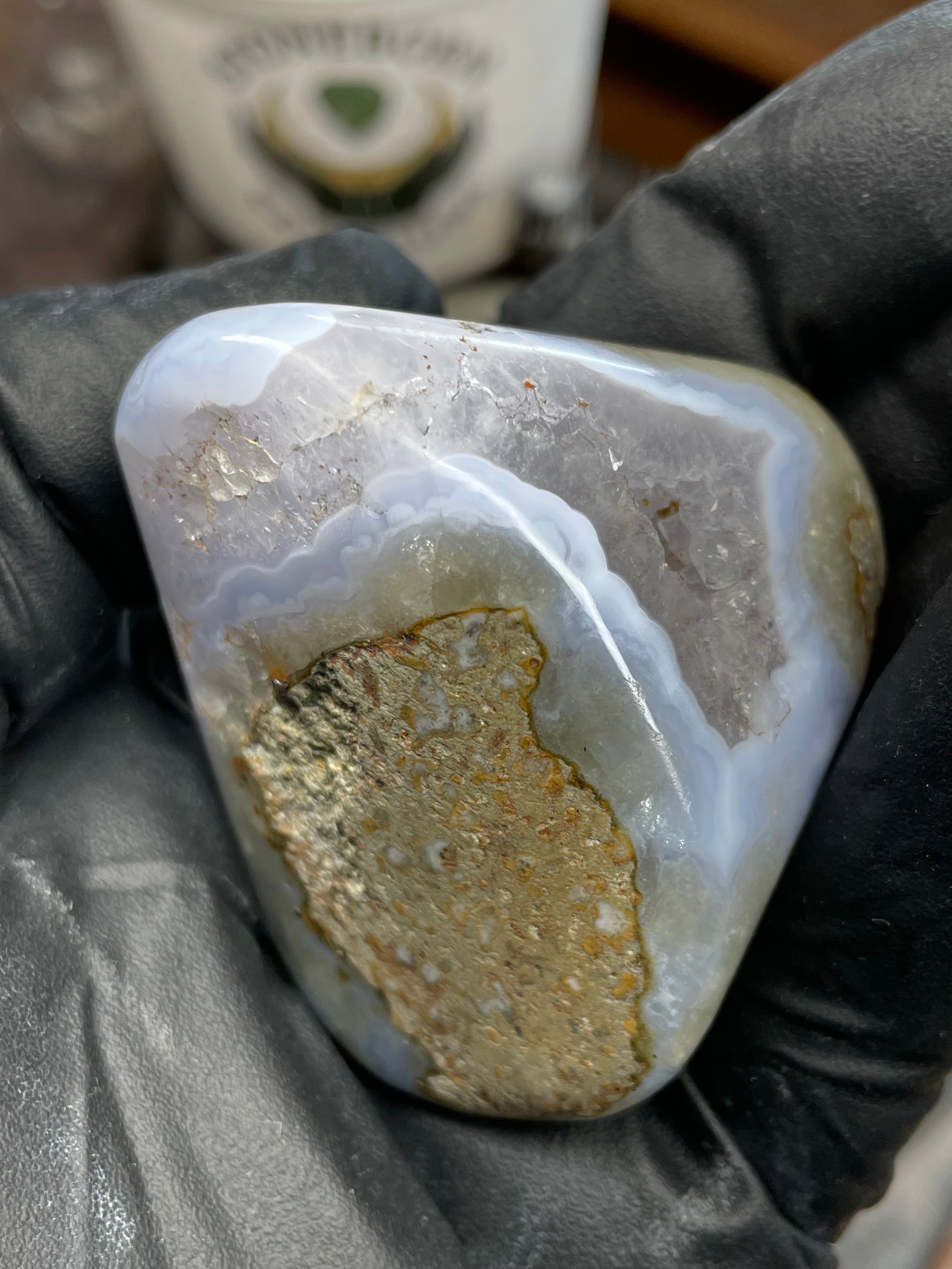 Blue Chalcedony Geode Agate — Hand Polished | StoneBorn Creations