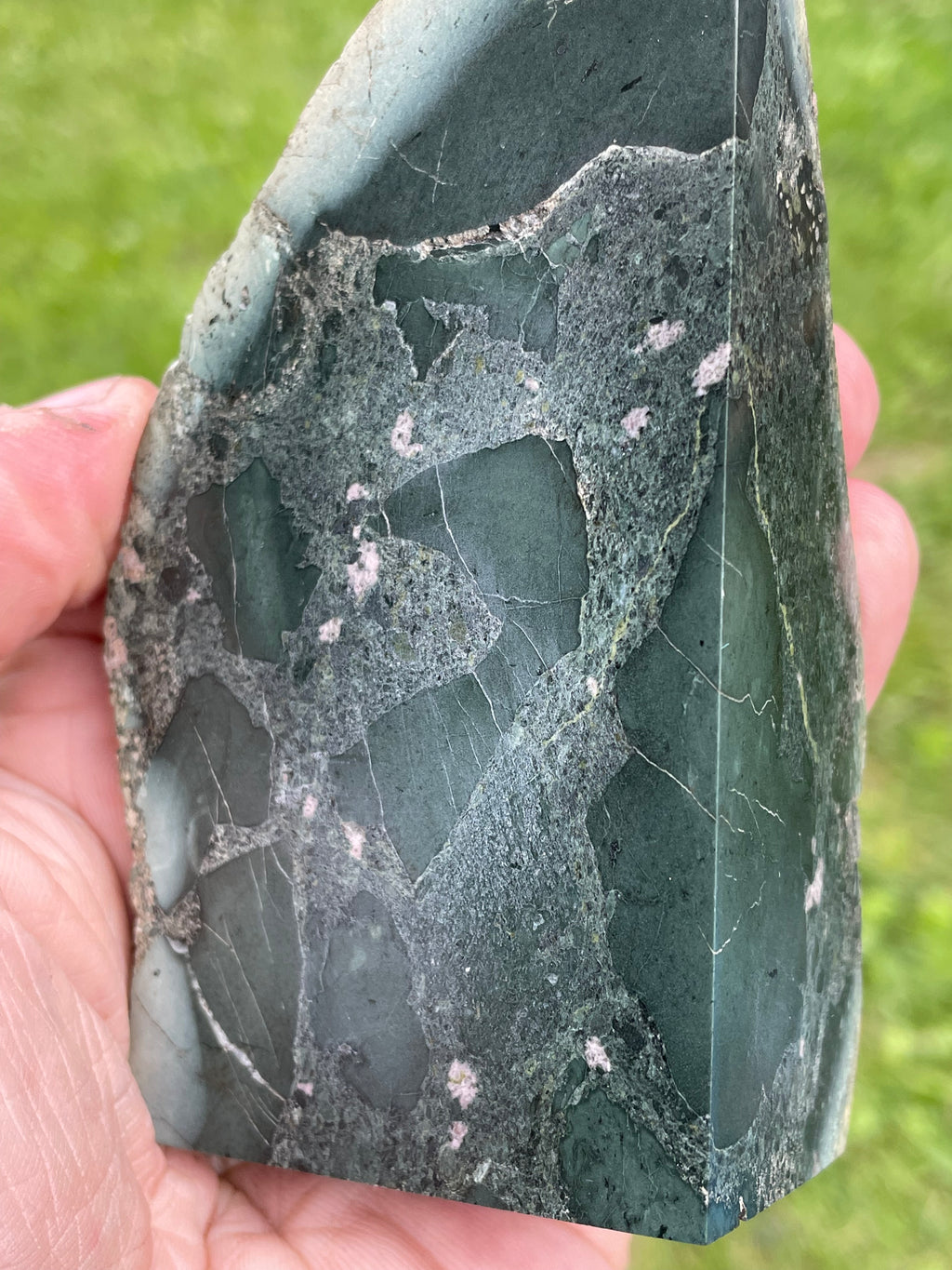 StoneBorn Creations – Deep Forest Greenstone | Hand-Polished Natural Freeform Display Stone