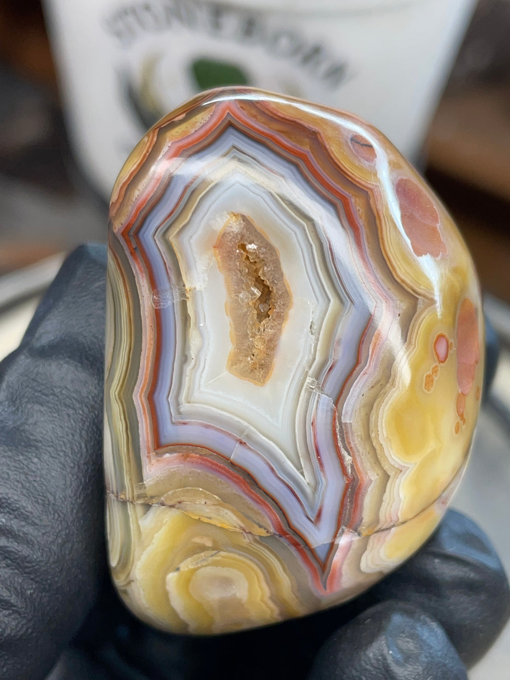 StoneBorn Banded Agate with Natural Druzy Pocket