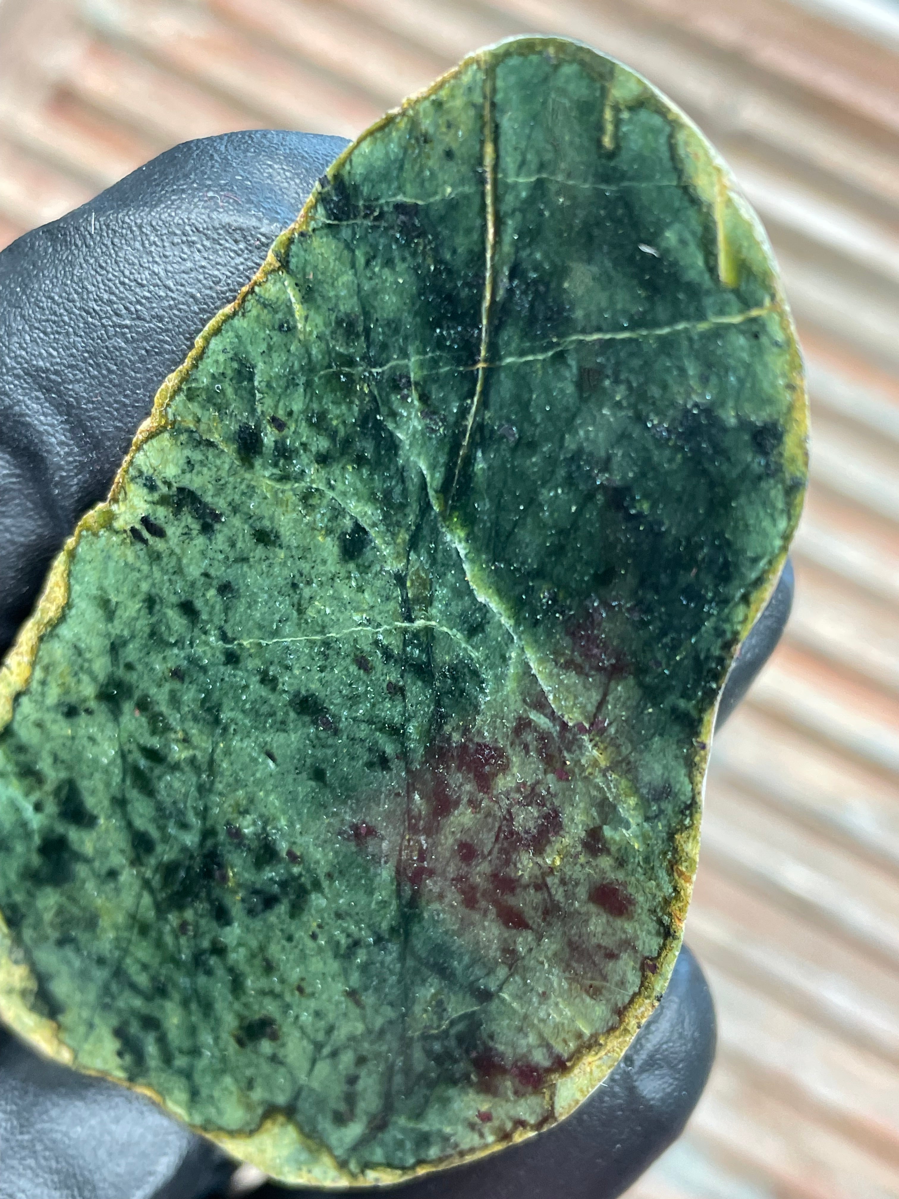 StoneBorn Creations | Polished Vermont Greenstone Slab — Deep Forest Green with Natural Ruby Tones