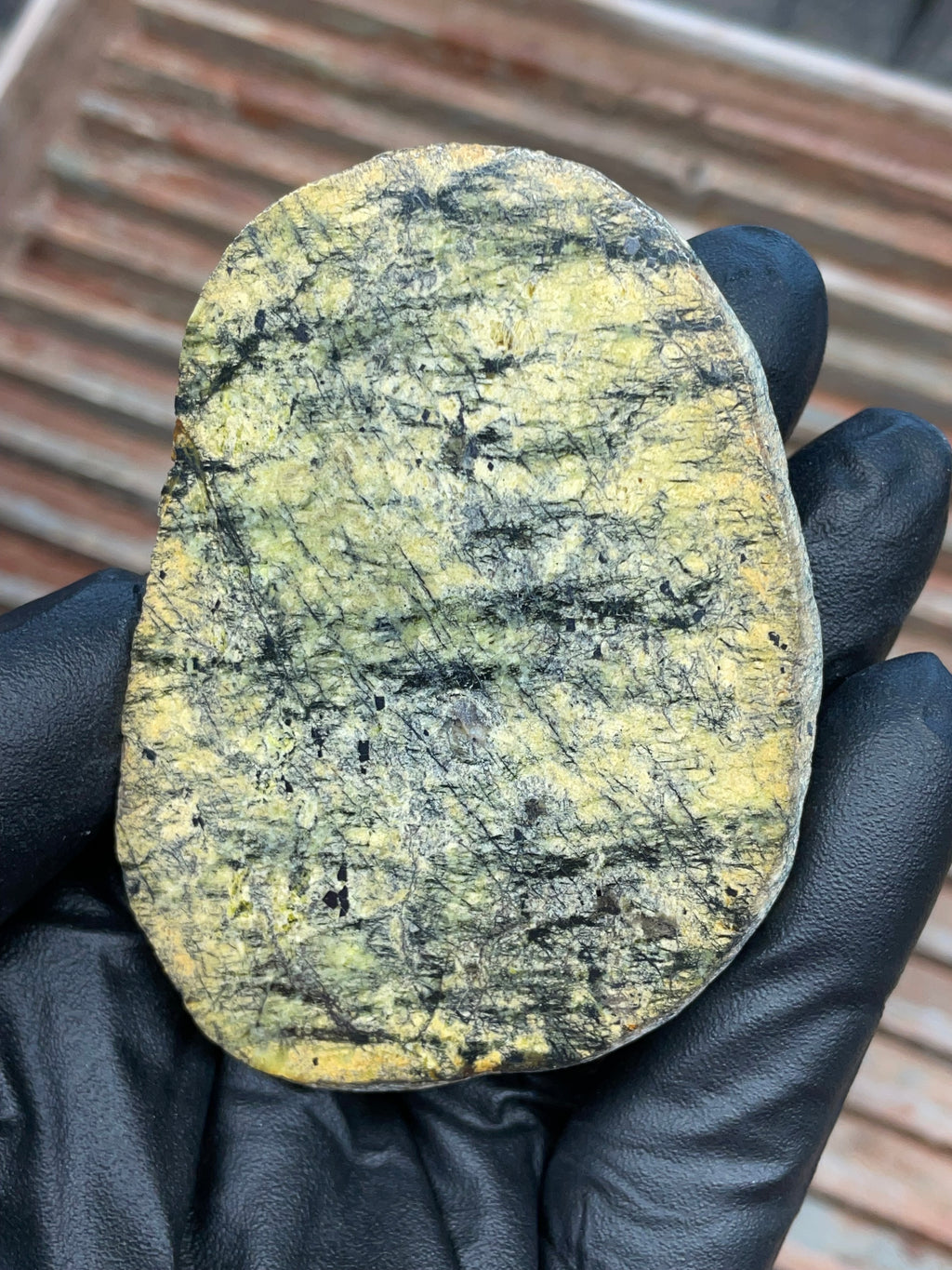 StoneBorn Creations | Polished Vermont Greenstone Slab — Pale Olive with Dark Mineral Veining