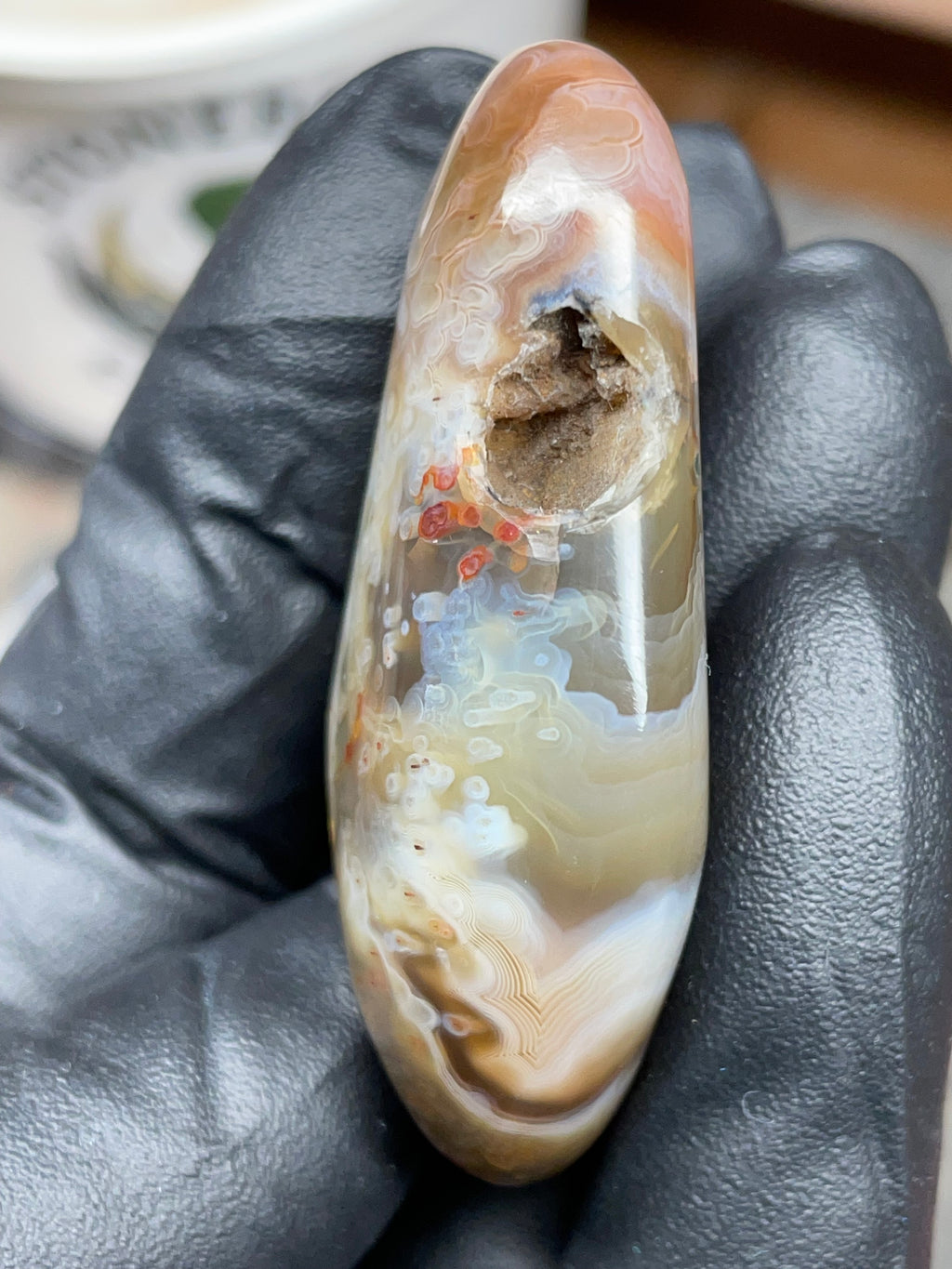 StoneBorn Creations Hand-Polished Botswana Agate – Orbicular “Eye” Patterns with Natural Pocket