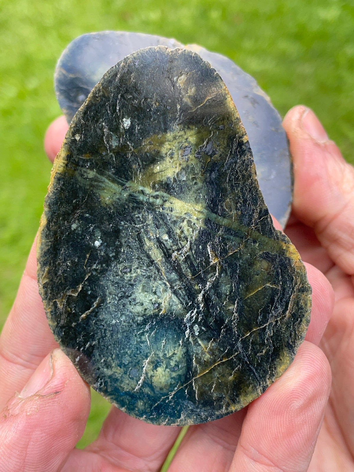 StoneBorn Creations Dark Green Serpentine Matching Pair – Hand Polished Natural Stone