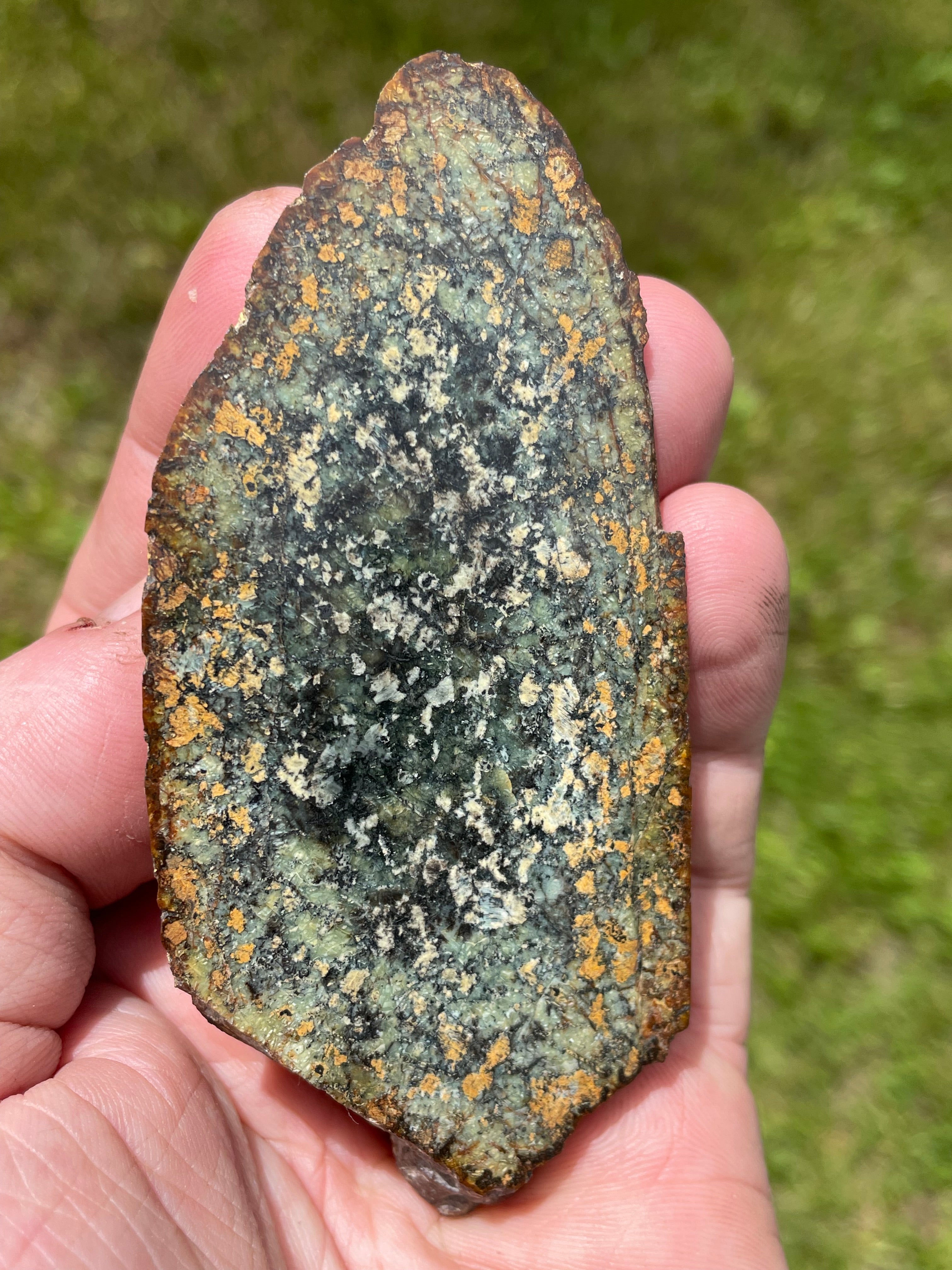 StoneBorn Creations Hand-Polished Vermont Serpentine Freeform Pair with Black Mineral Inclusions, Earth-Toned Matrix and Natural Split Display