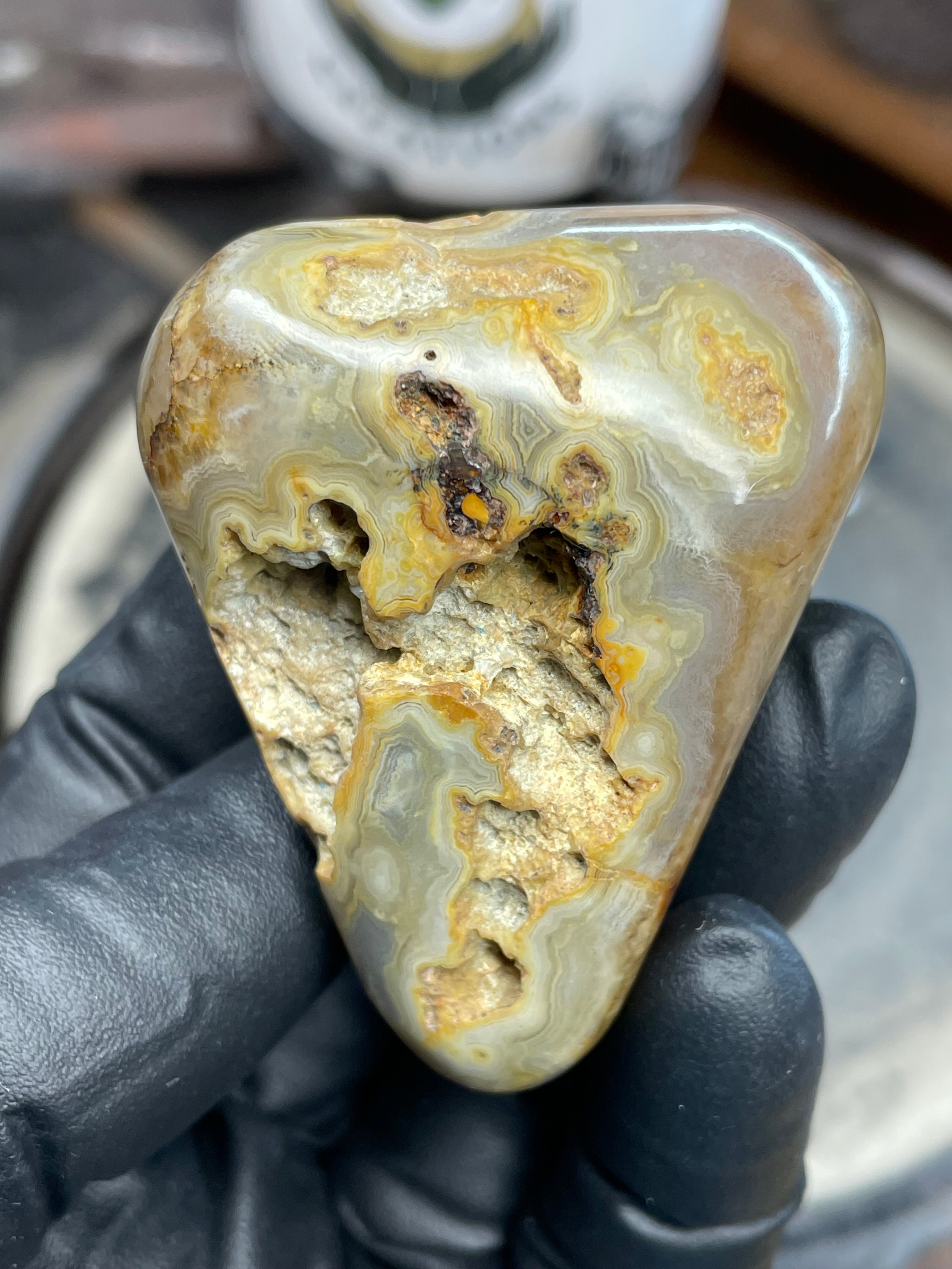 Hand-Polished Banded Agate with Natural Cavities