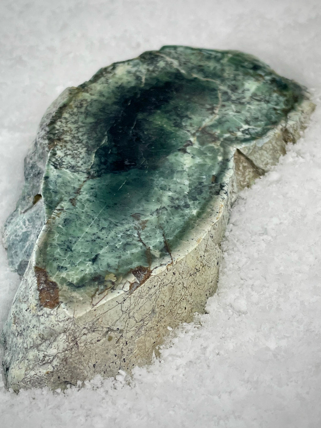 🌲 Polished Vermont Greenstone – Raw & Revealed Freeform Bowl Stone (Hand-Collected & Polished)