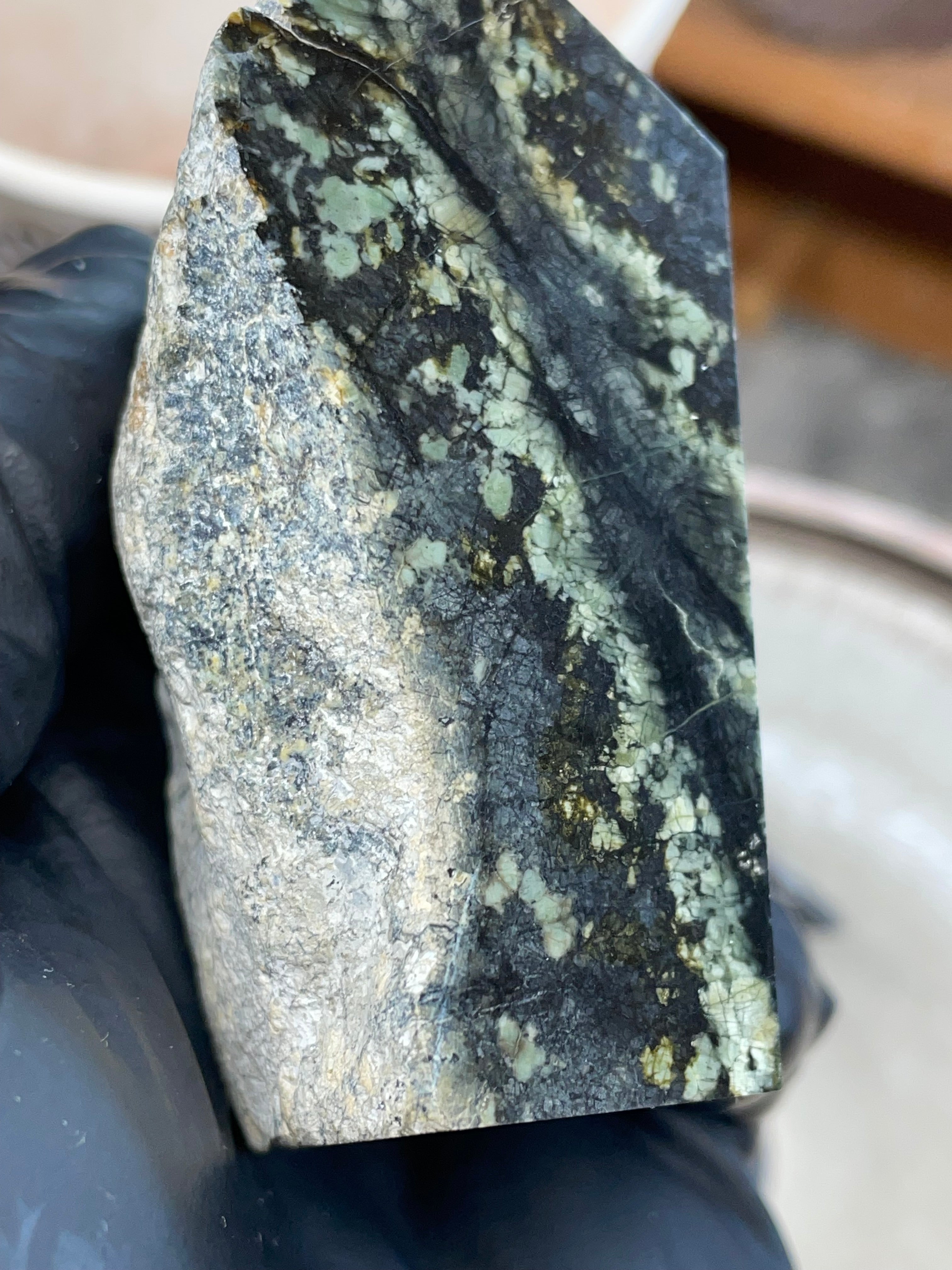 Hand-Polished Dark Green Stone Slab | StoneBorn Creations