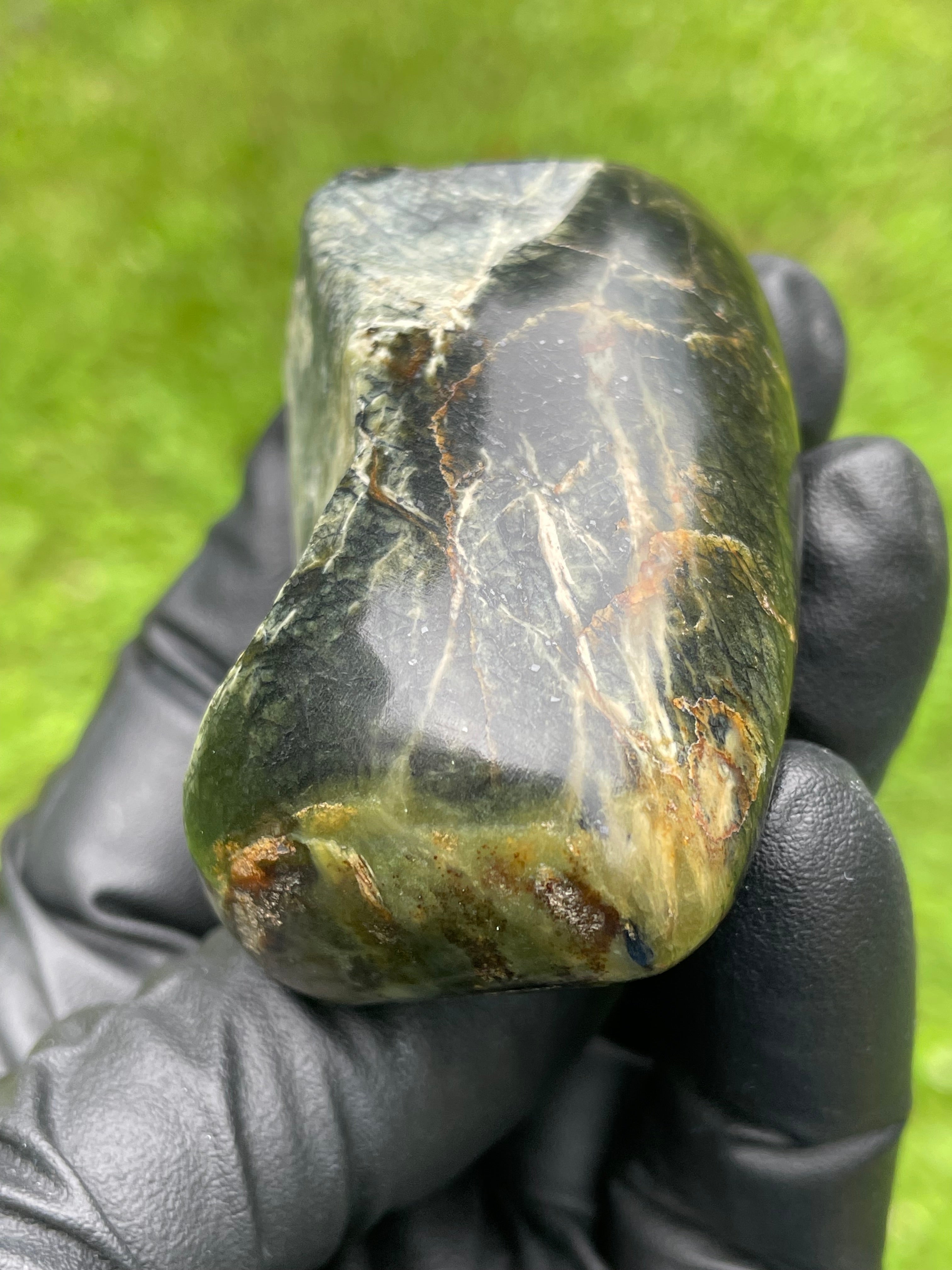 StoneBorn Creations Hand-Polished Vermont Serpentine Freeform Display Stone – One-of-a-Kind Natural Stone
