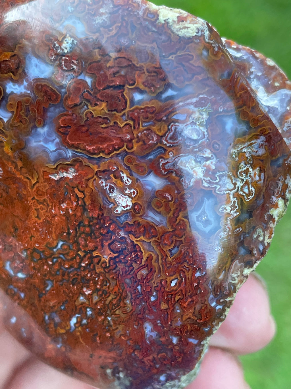 StoneBorn Creations | Hand-Polished Red Lightning Natural Agate Freeform | One-of-a-Kind Display Stone