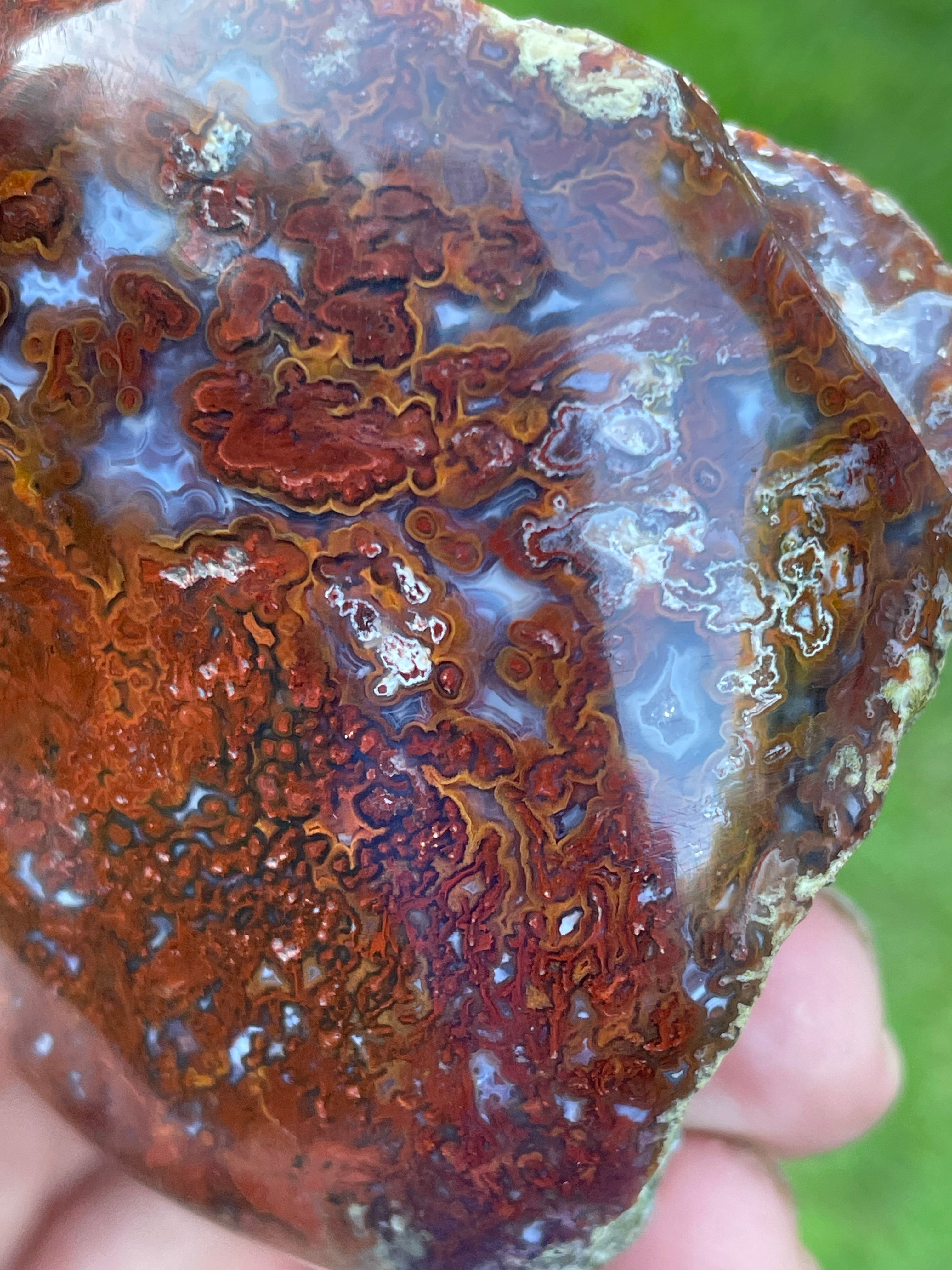 StoneBorn Creations | Hand-Polished Red Lightning Natural Agate Freeform | One-of-a-Kind Display Stone