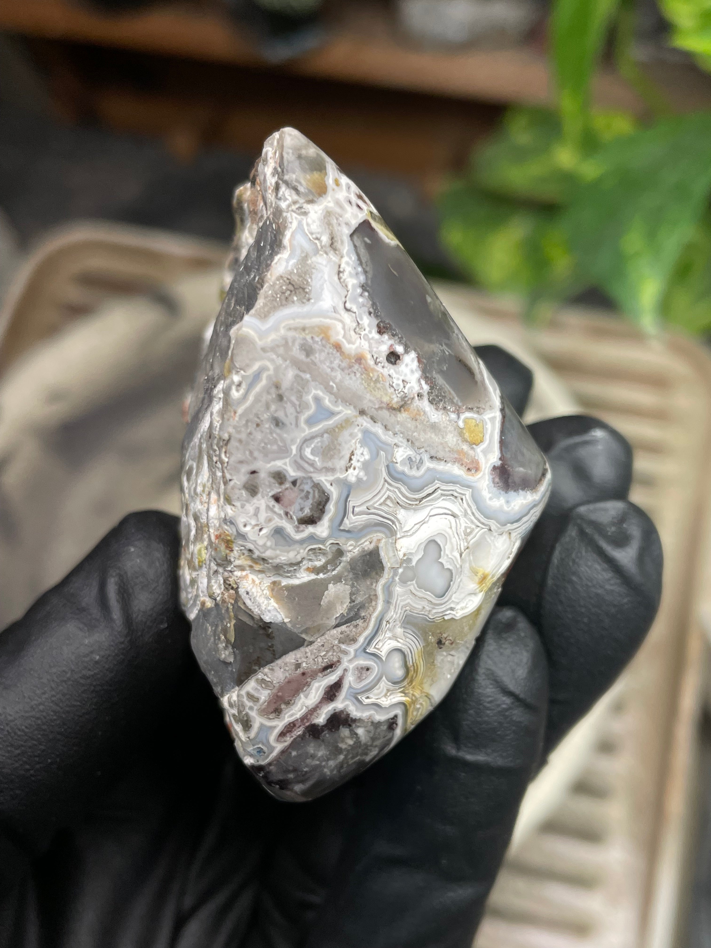 StoneBorn Creations Hand-Polished Agate Freeform with Raw Side & Crystal Pockets