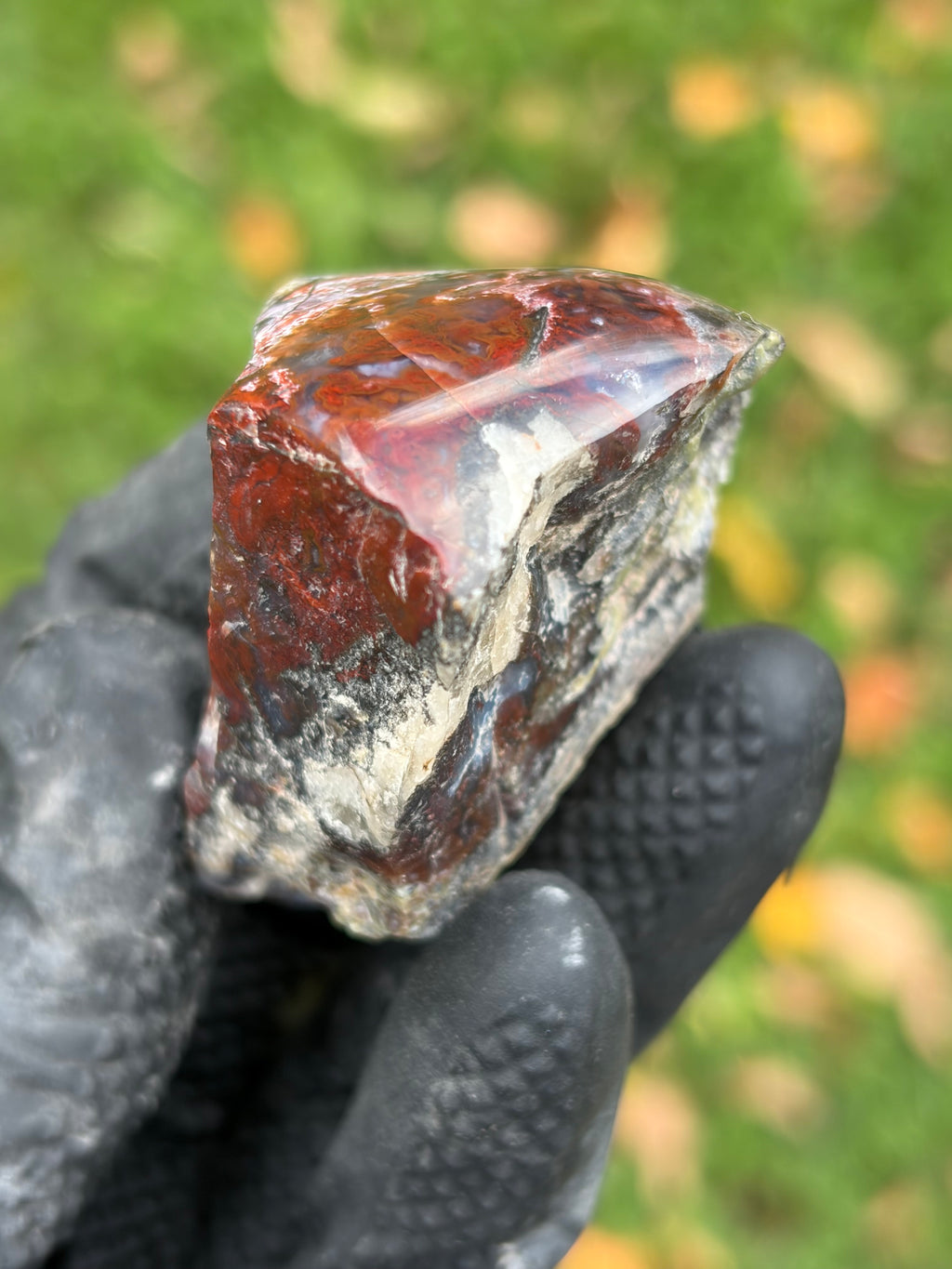 StoneBorn Creations – Red & Blue Lace Agate with Natural Quartz Vein