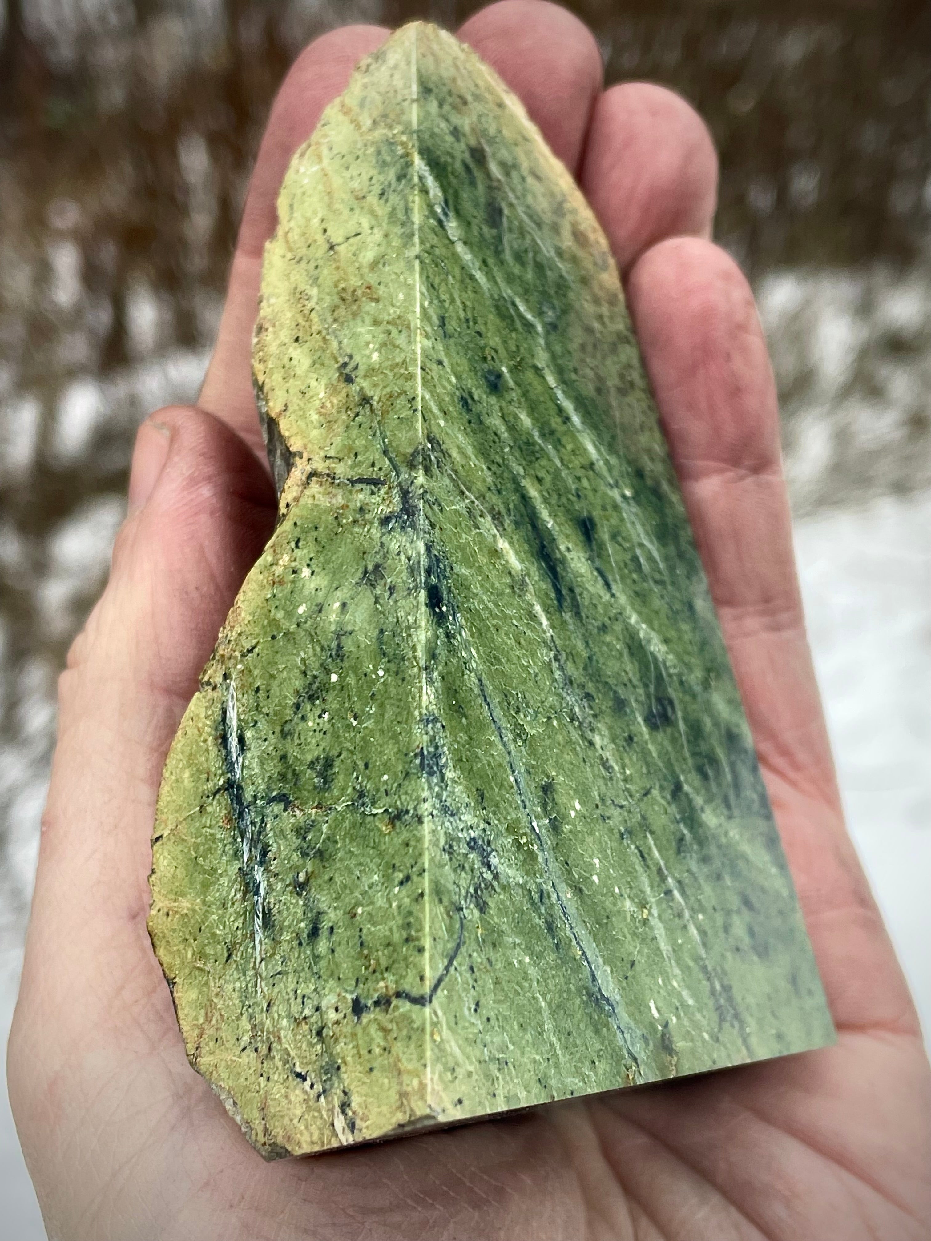 🌲 Polished Vermont Greenstone – Deep Forest Faceted Stone (Hand-Collected & Polished)