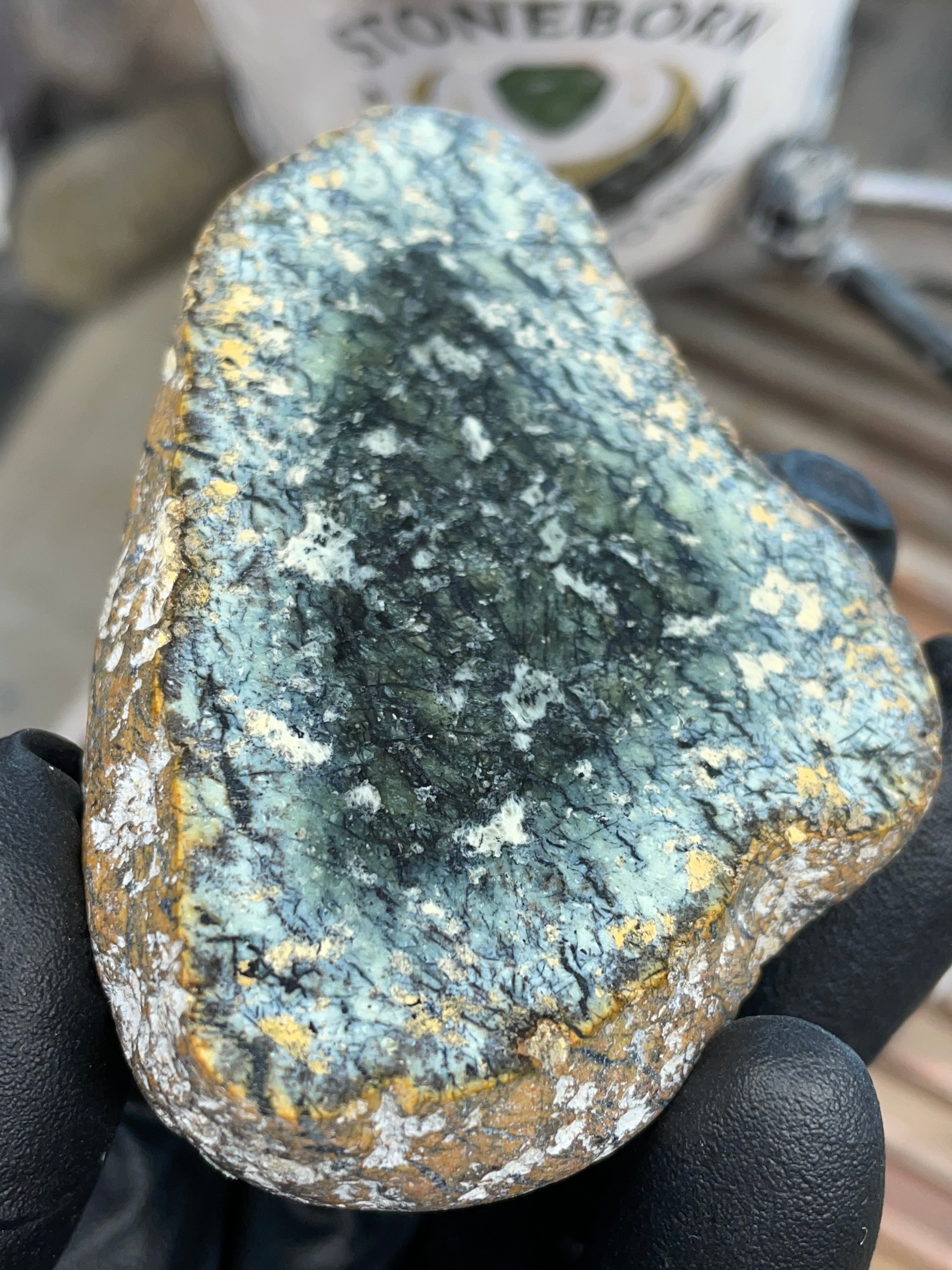Hand-Collected Serpentine with Dark Green Core | Raw & Refined StoneBorn Slab