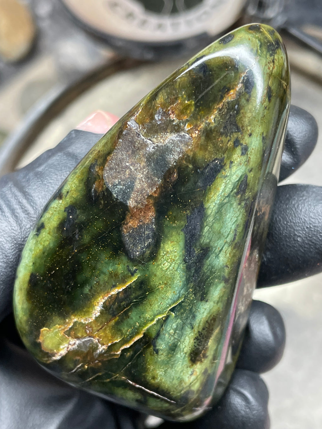StoneBorn Creations – Hand Polished Vermont Serpentine with Natural Mineral Veins | One-of-a-Kind Display Stone
