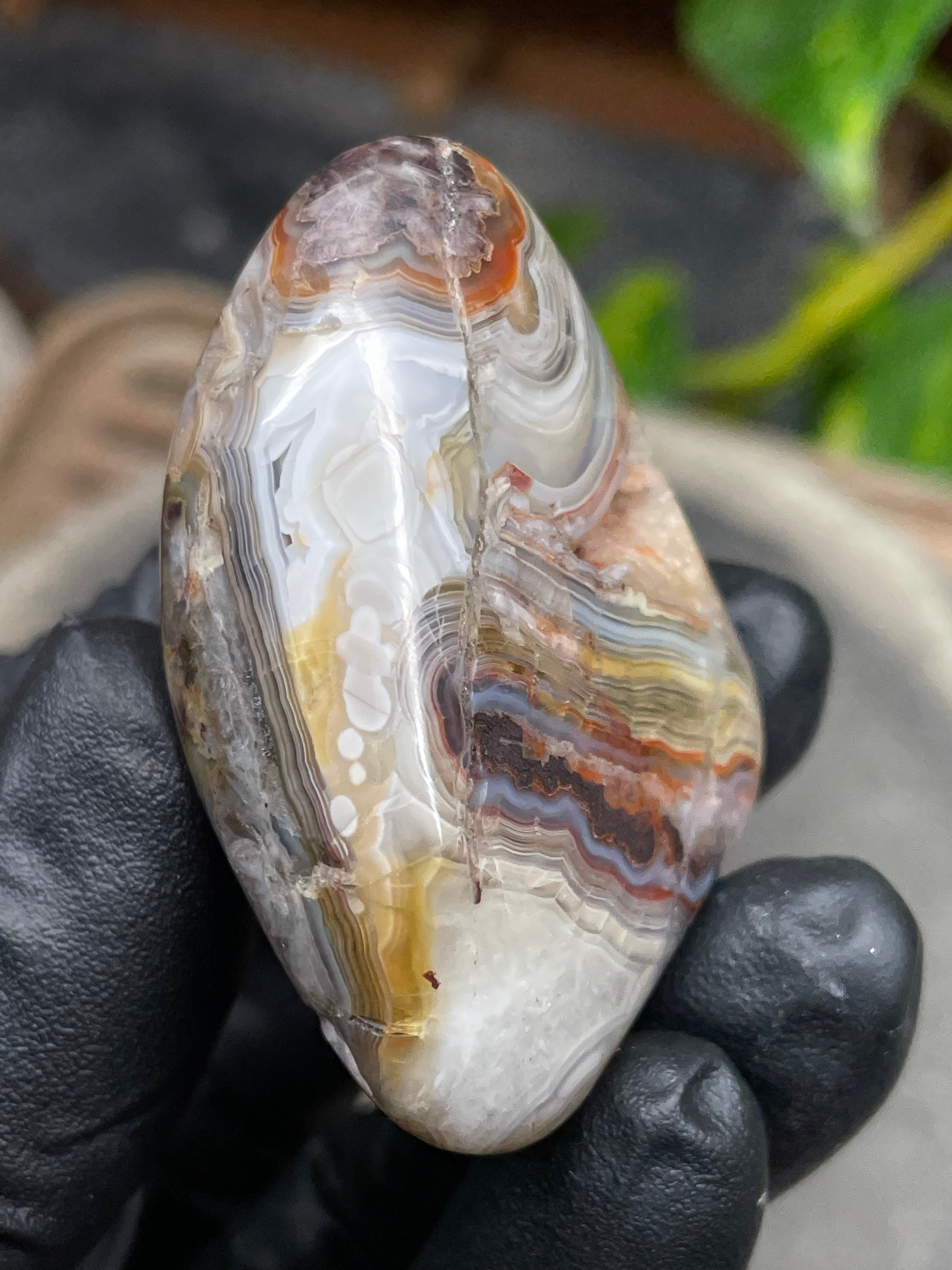 Hand-Polished Banded Agate with Natural Druzy Pocket, Layered Earth Tones & Full 360° Finish
