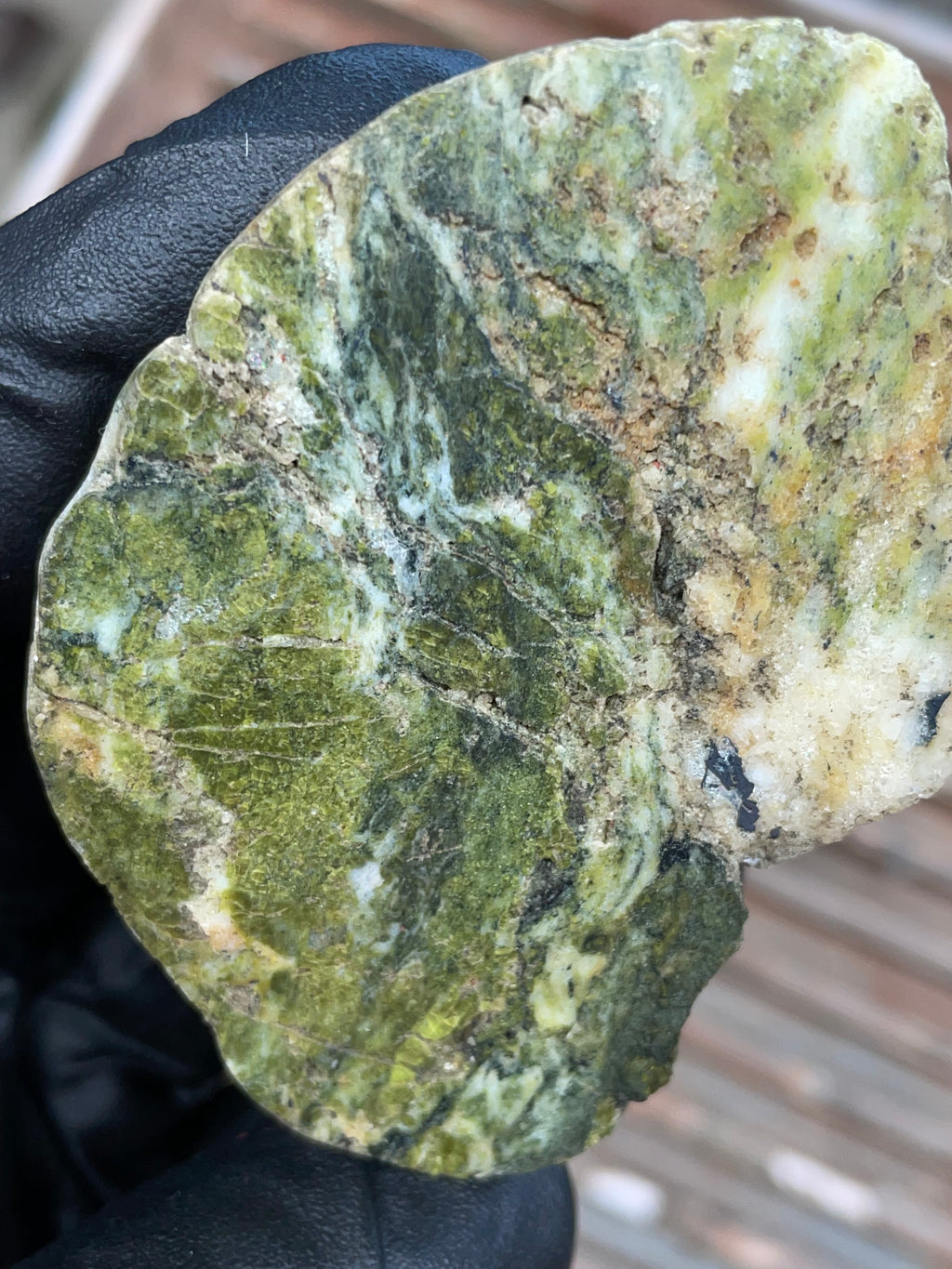 StoneBorn Creations | Polished Vermont Greenstone Slab — Moss Green + Cream Quartz Veins