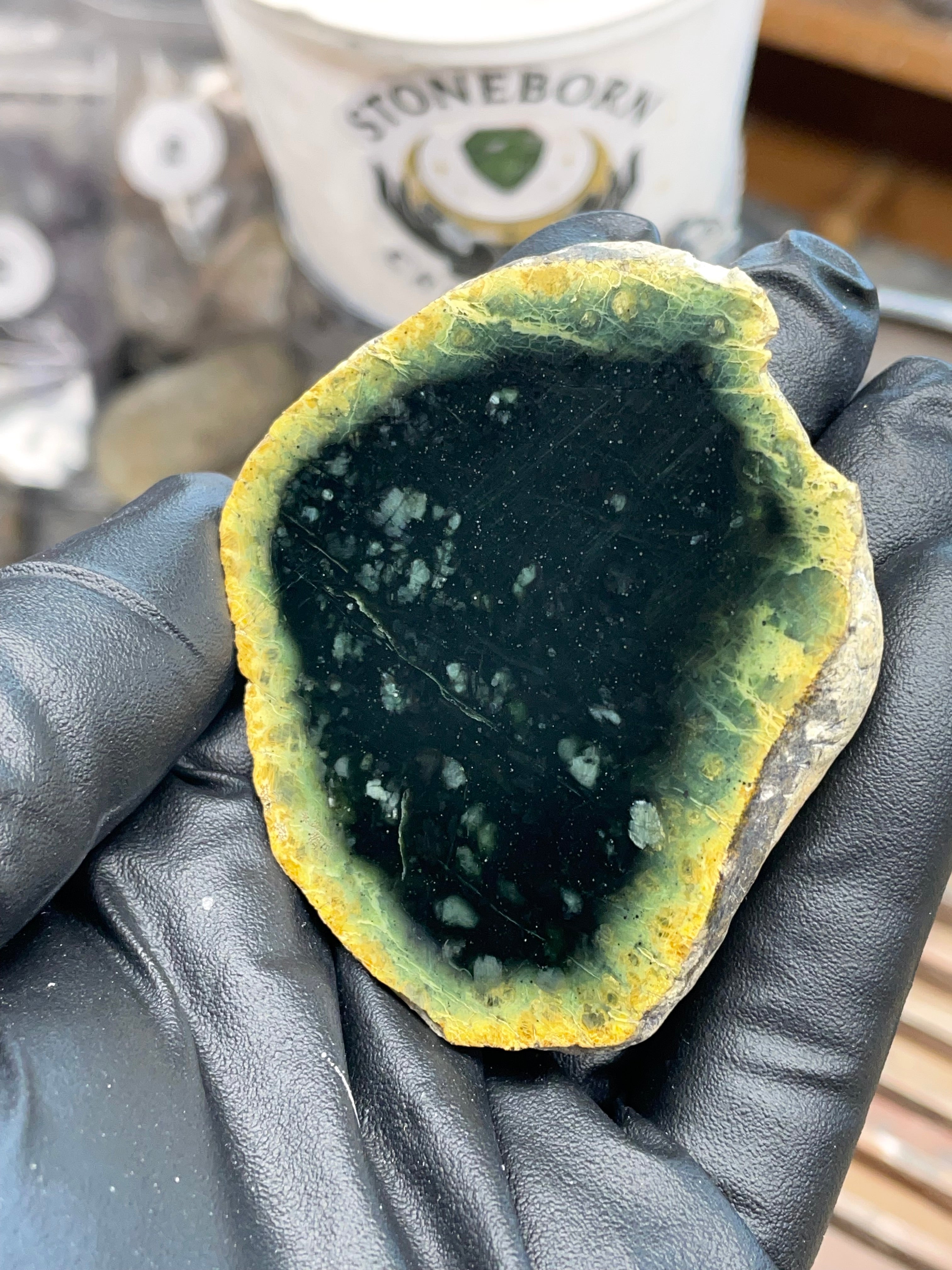 StoneBorn Creations – Hand-Polished Vermont Serpentine “Jade” Window Stone