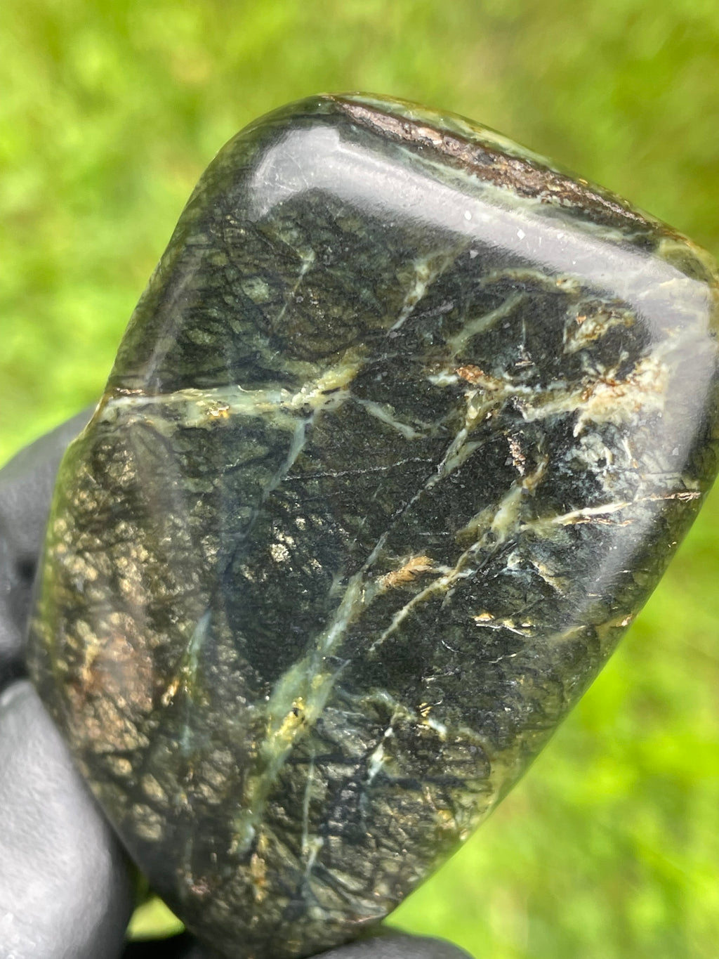 StoneBorn Creations Hand-Polished Vermont Serpentine Freeform Display Stone – One-of-a-Kind Natural Stone