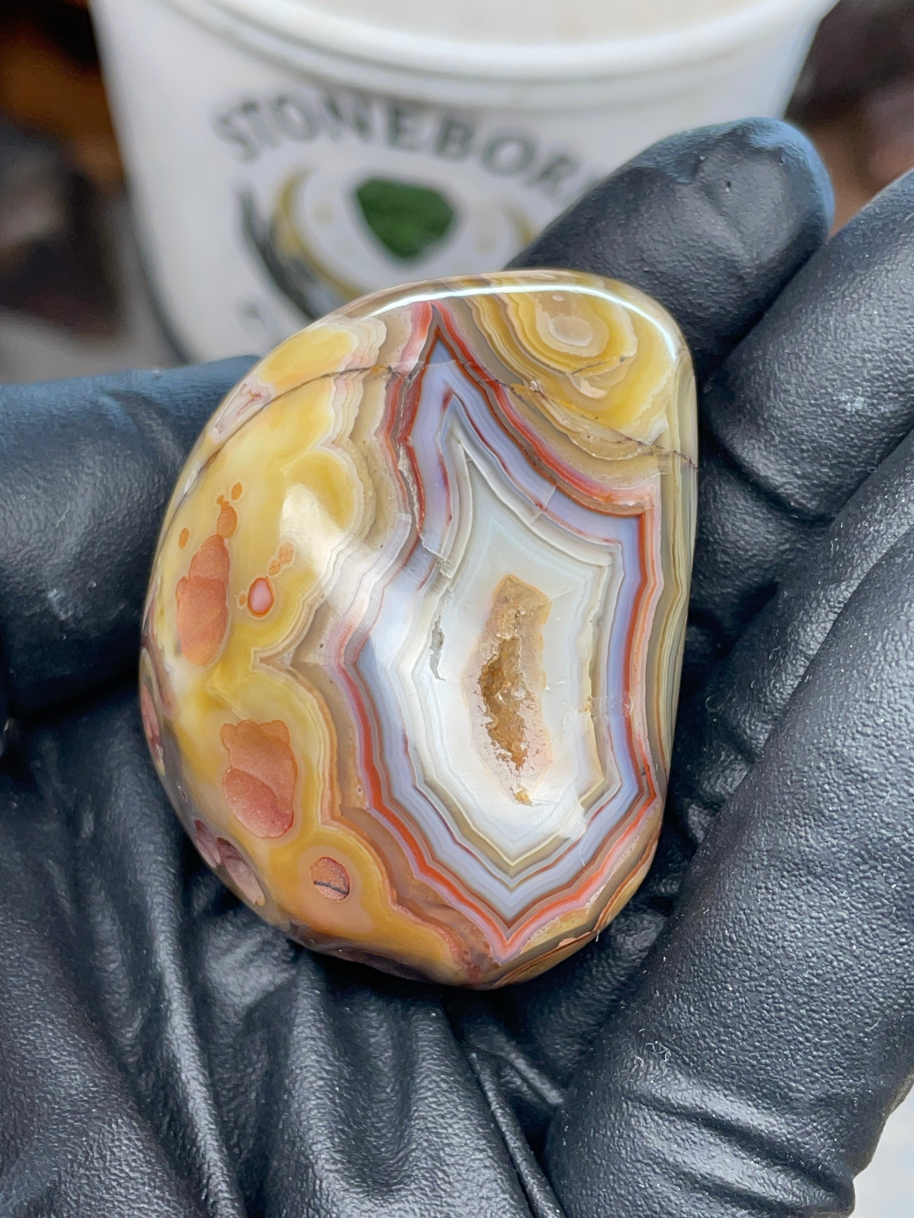 StoneBorn Banded Agate with Natural Druzy Pocket