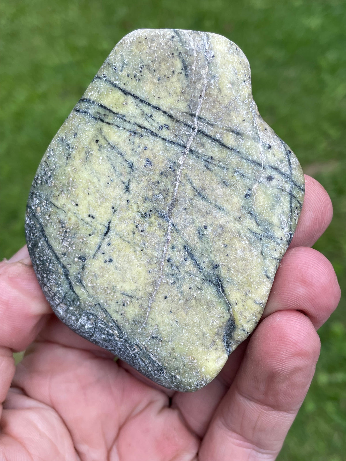 StoneBorn Creations – Polished Green Serpentine Stone | Black Veining & Natural Mineral Patterns