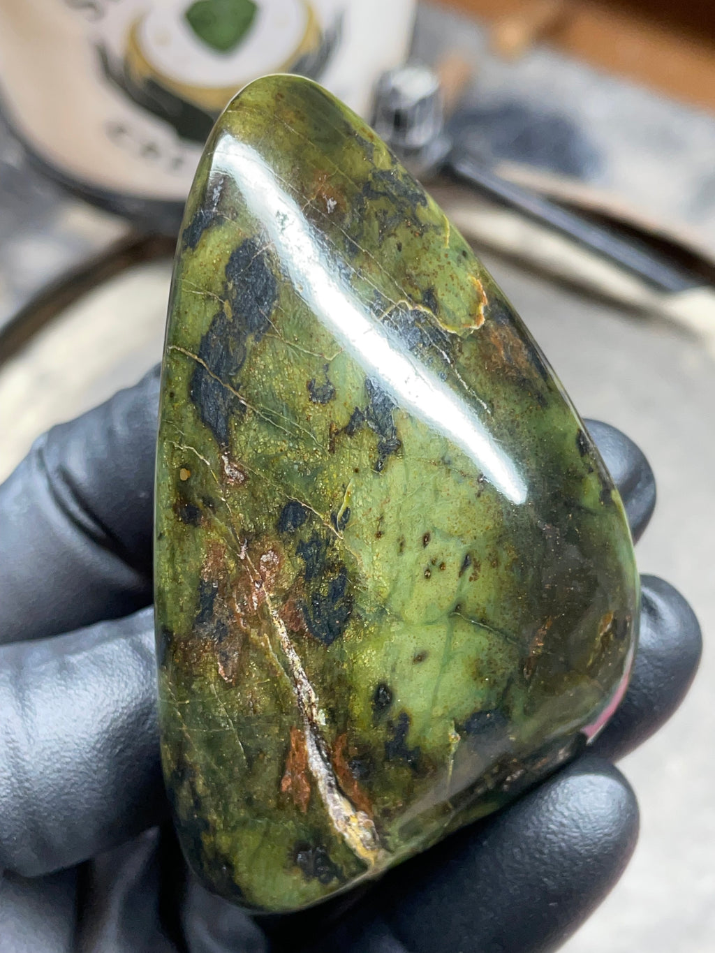 StoneBorn Creations – Hand Polished Vermont Serpentine with Natural Mineral Veins | One-of-a-Kind Display Stone