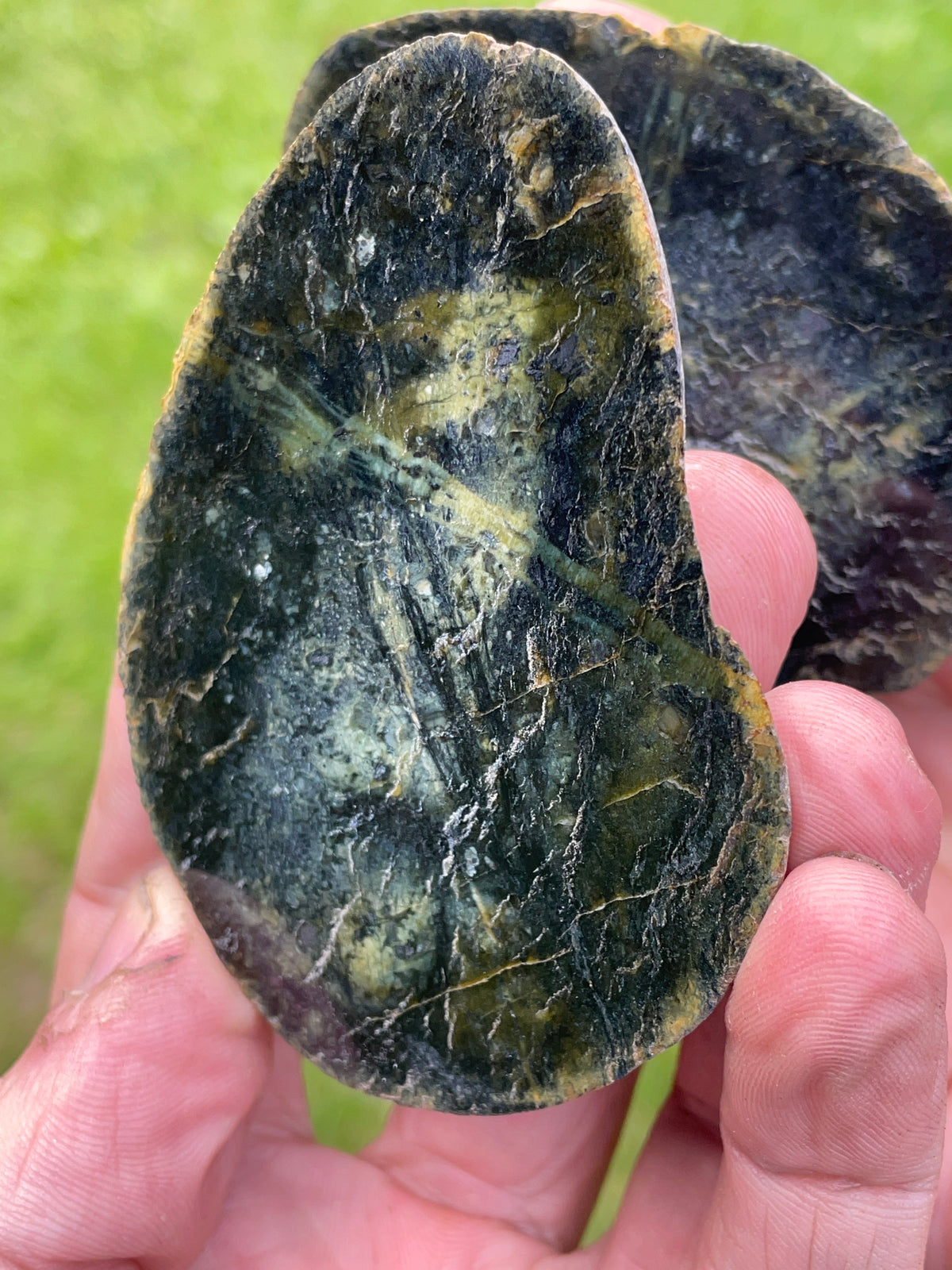 StoneBorn Creations Dark Green Serpentine Matching Pair – Hand Polished Natural Stone