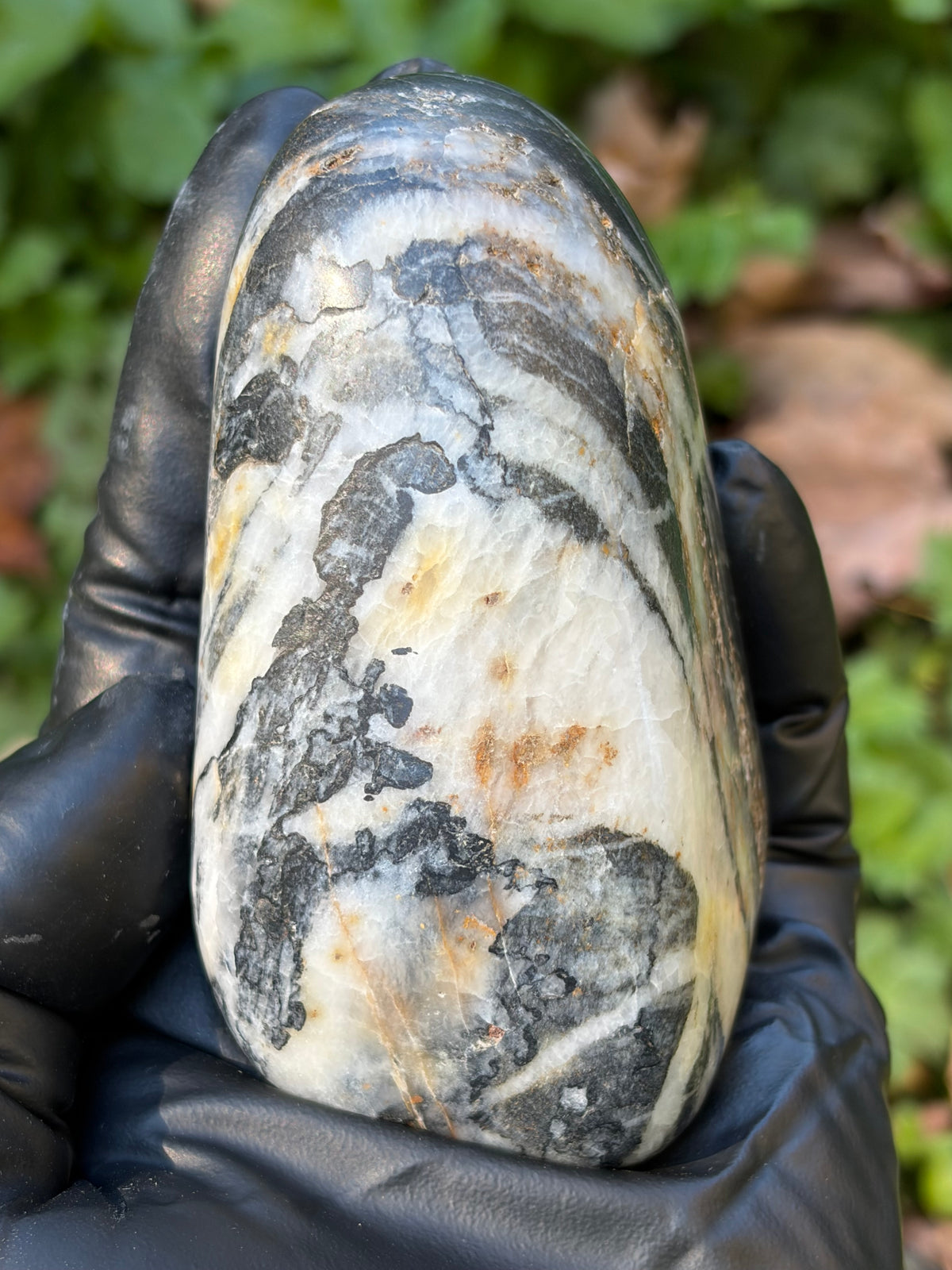 StoneBorn Creations Hand-Polished Vermont River Stone – Quartz Veins & Natural Iron Staining