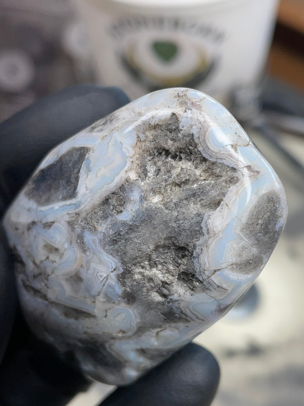 Blue-White Lace Banded Agate Freeform