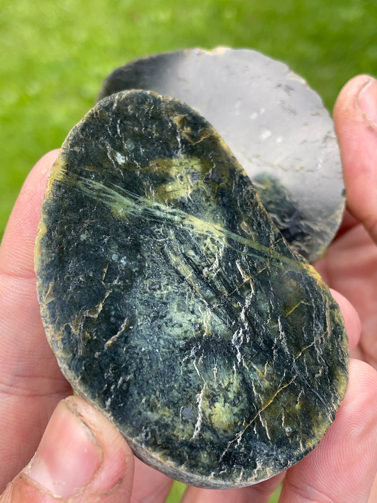 StoneBorn Creations Dark Green Serpentine Matching Pair – Hand Polished Natural Stone