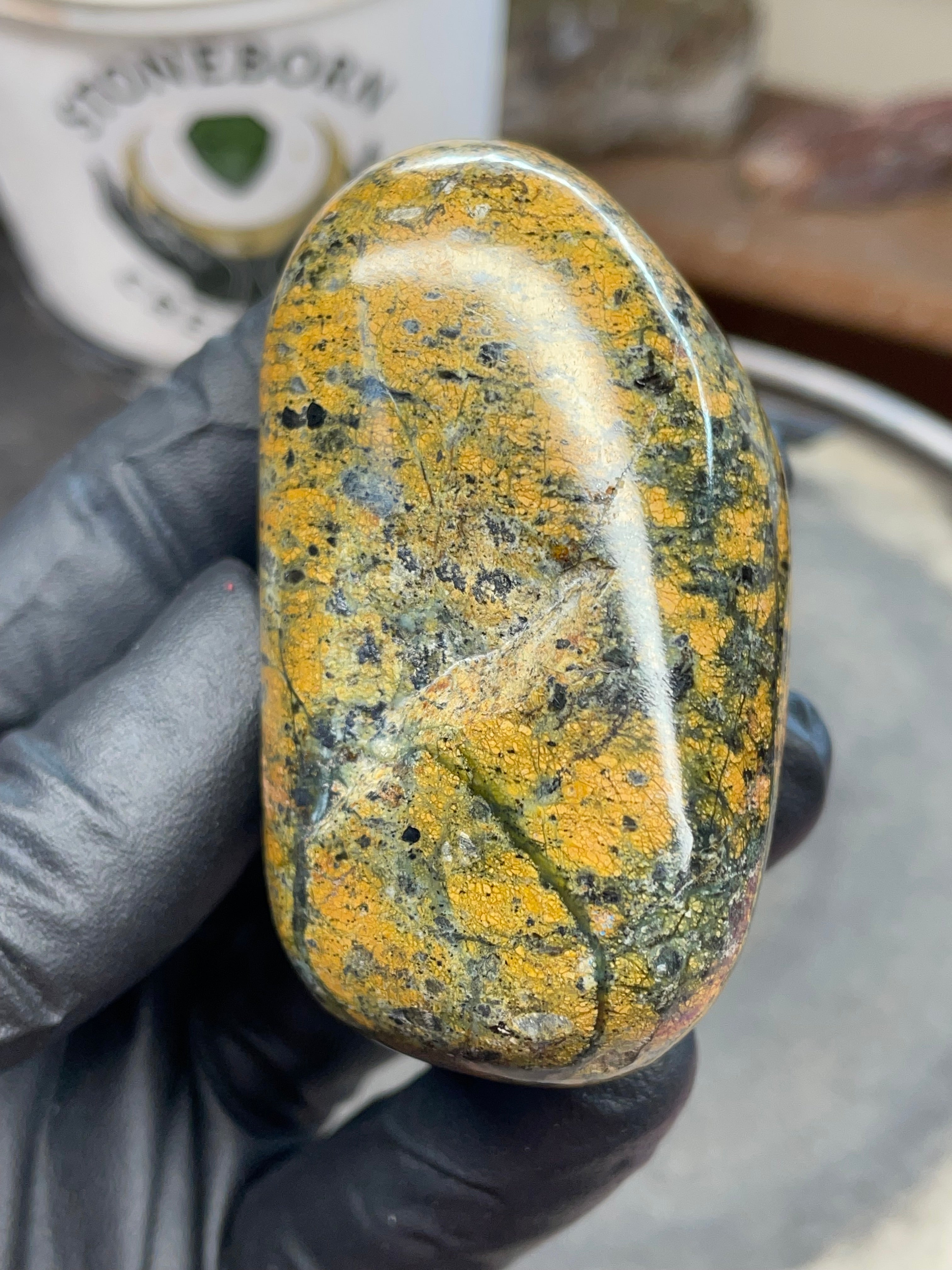 StoneBorn Creations – Hand Polished Vermont Greenstone with Golden Matrix & Quartz Veins