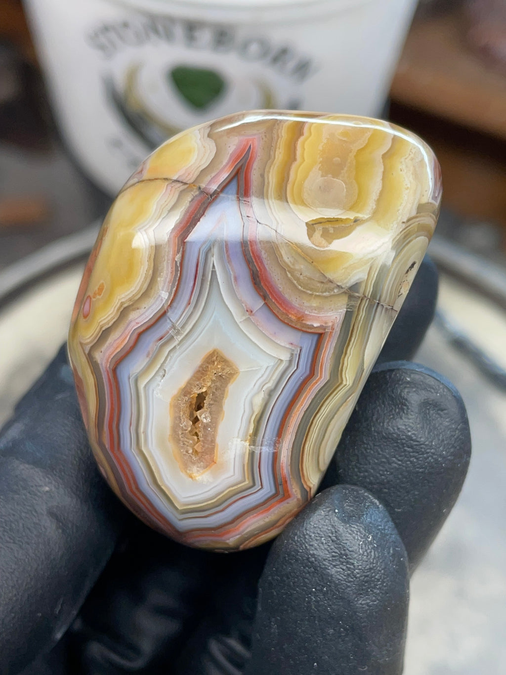 StoneBorn Banded Agate with Natural Druzy Pocket