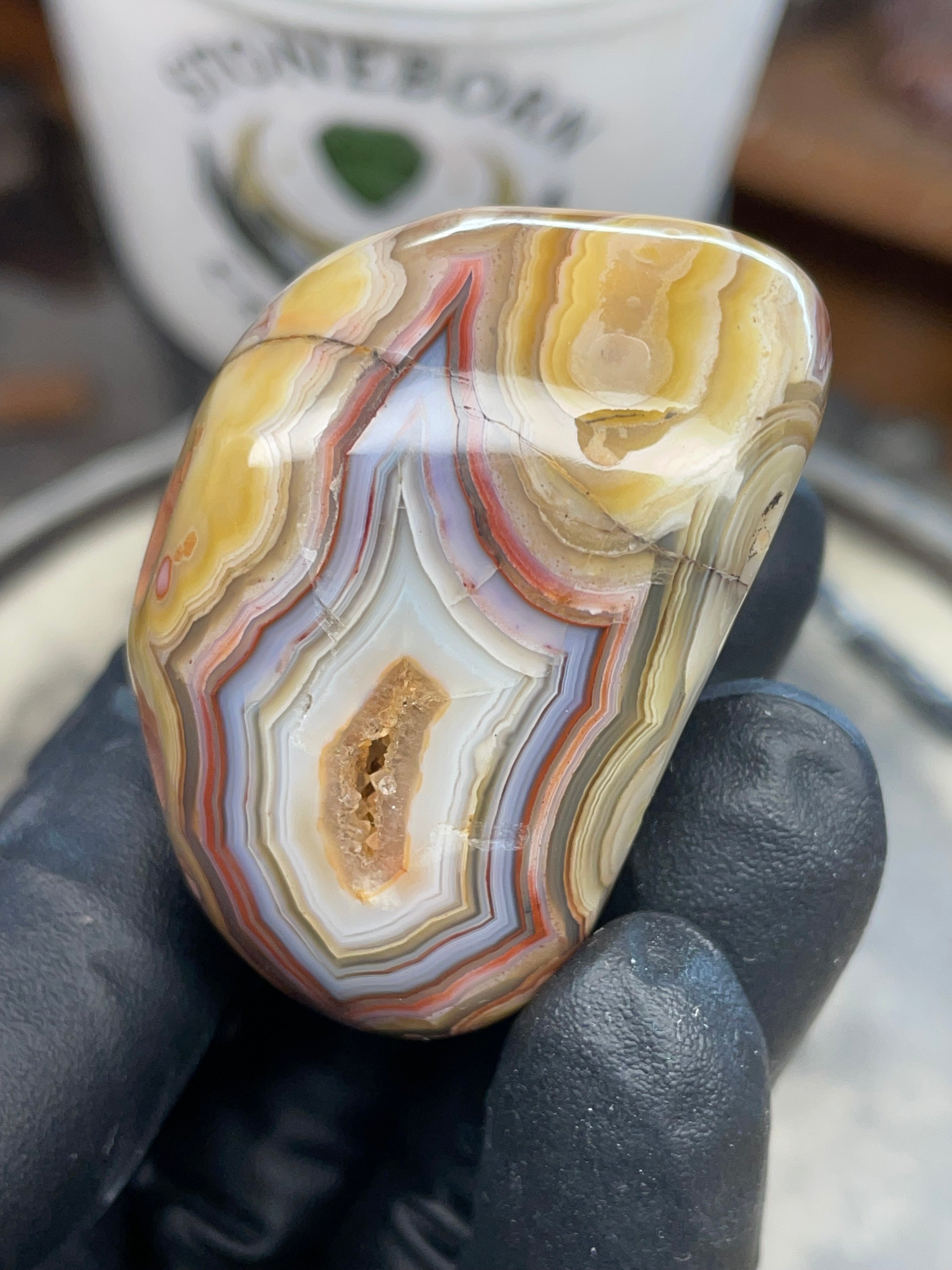 StoneBorn Banded Agate with Natural Druzy Pocket
