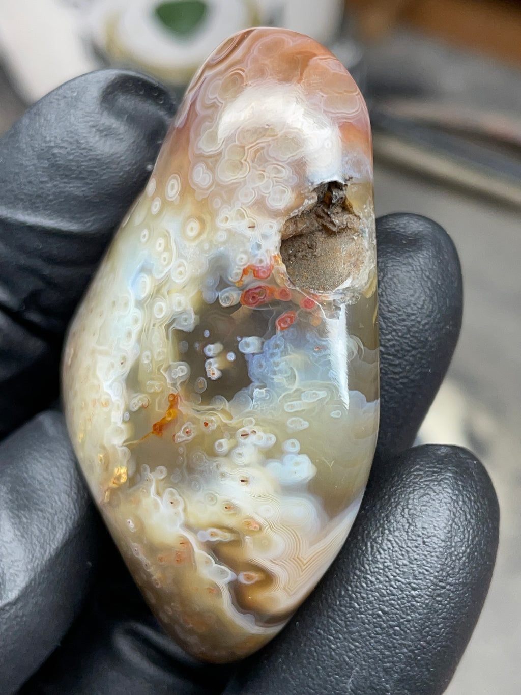 StoneBorn Creations Hand-Polished Botswana Agate – Orbicular “Eye” Patterns with Natural Pocket