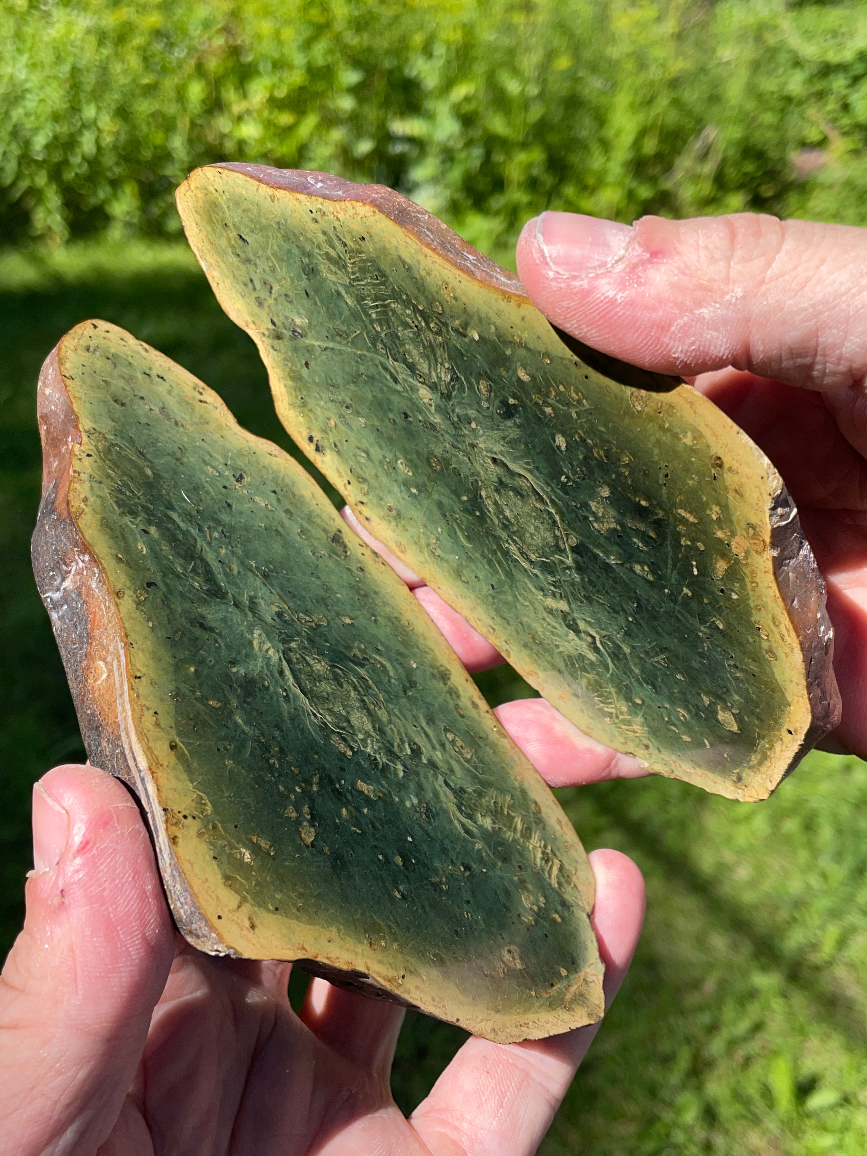 StoneBorn Creations Hand-Polished Vermont Serpentine Bookmatched Pair | One-of-a-Kind Natural Display Stones