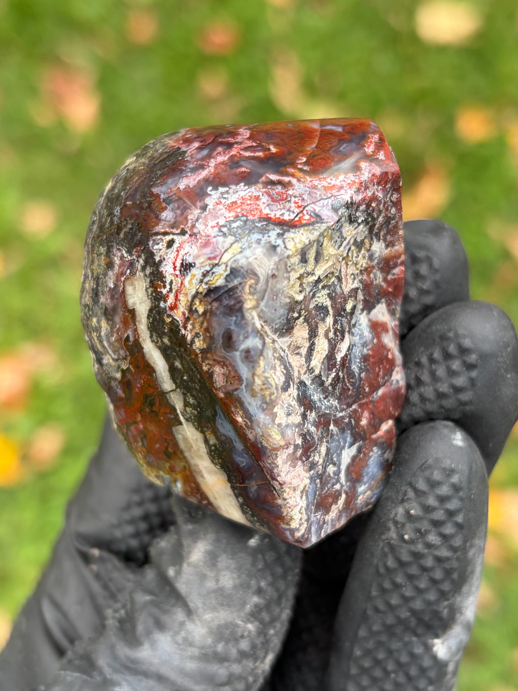 StoneBorn Creations – Red & Blue Lace Agate with Natural Quartz Vein