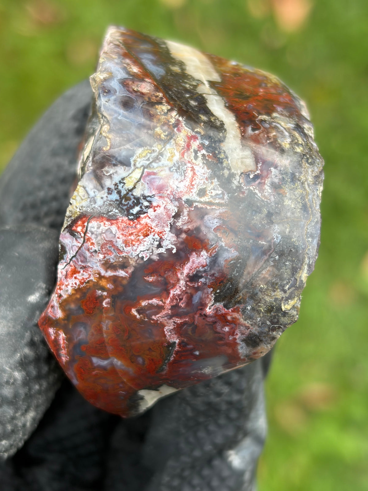 StoneBorn Creations – Red & Blue Lace Agate with Natural Quartz Vein