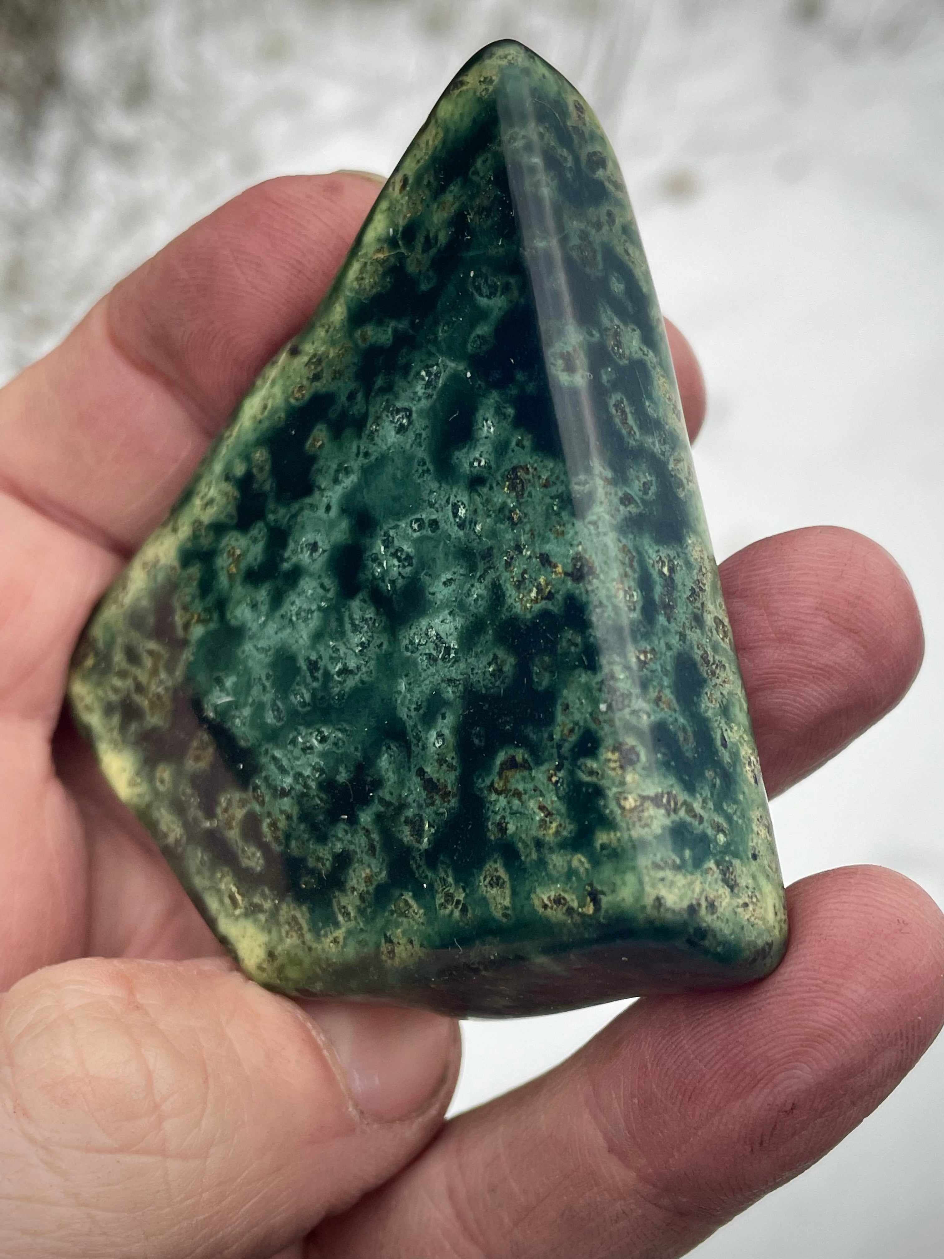 🌲 Polished Vermont Greenstone – Deep Forest Depths (Hand-Collected & Polished)