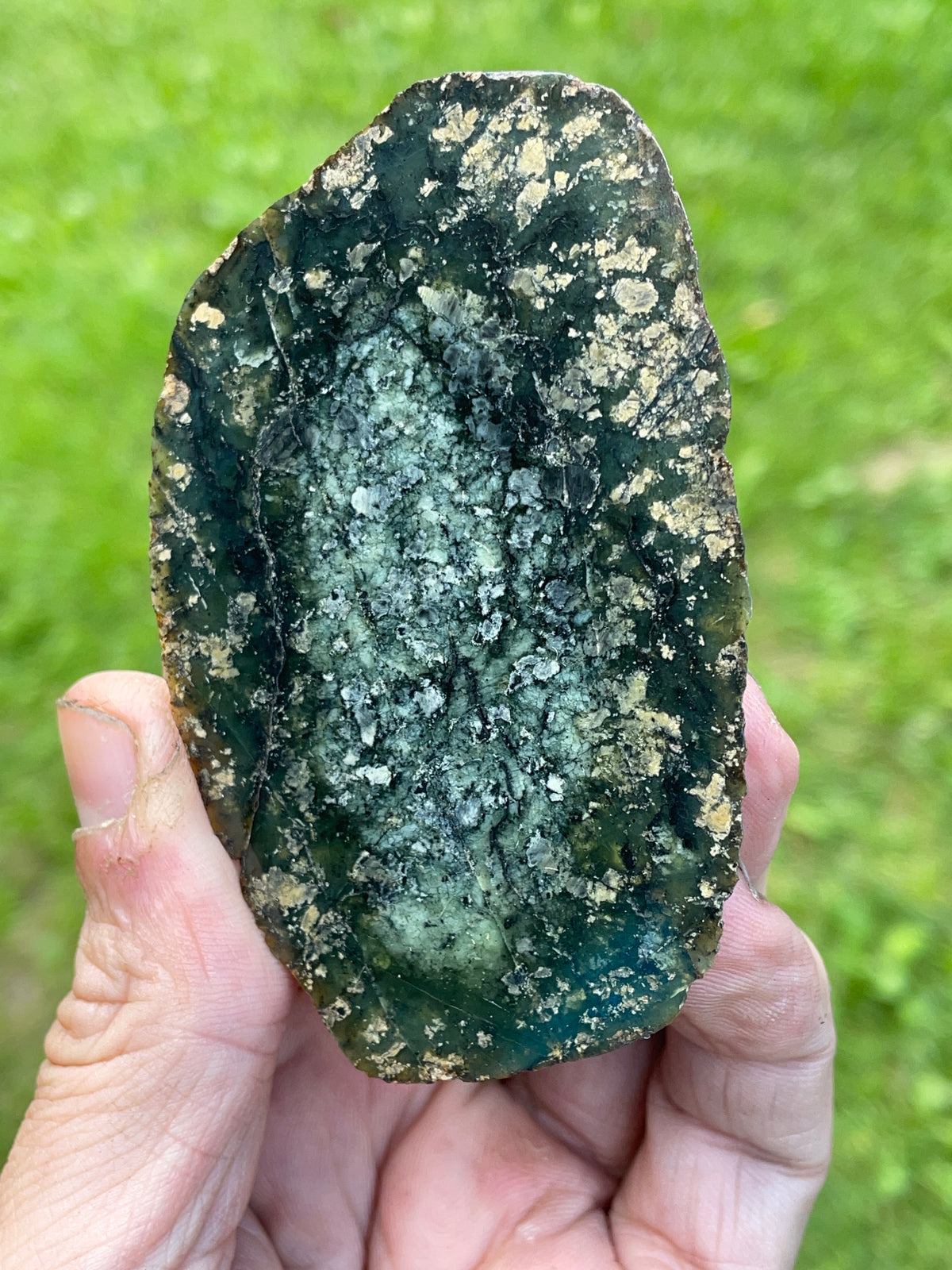 StoneBorn Creations – Dark Green Serpentine Matching Stone Pair | Natural Mineral Patterns & Earthy Green Interior