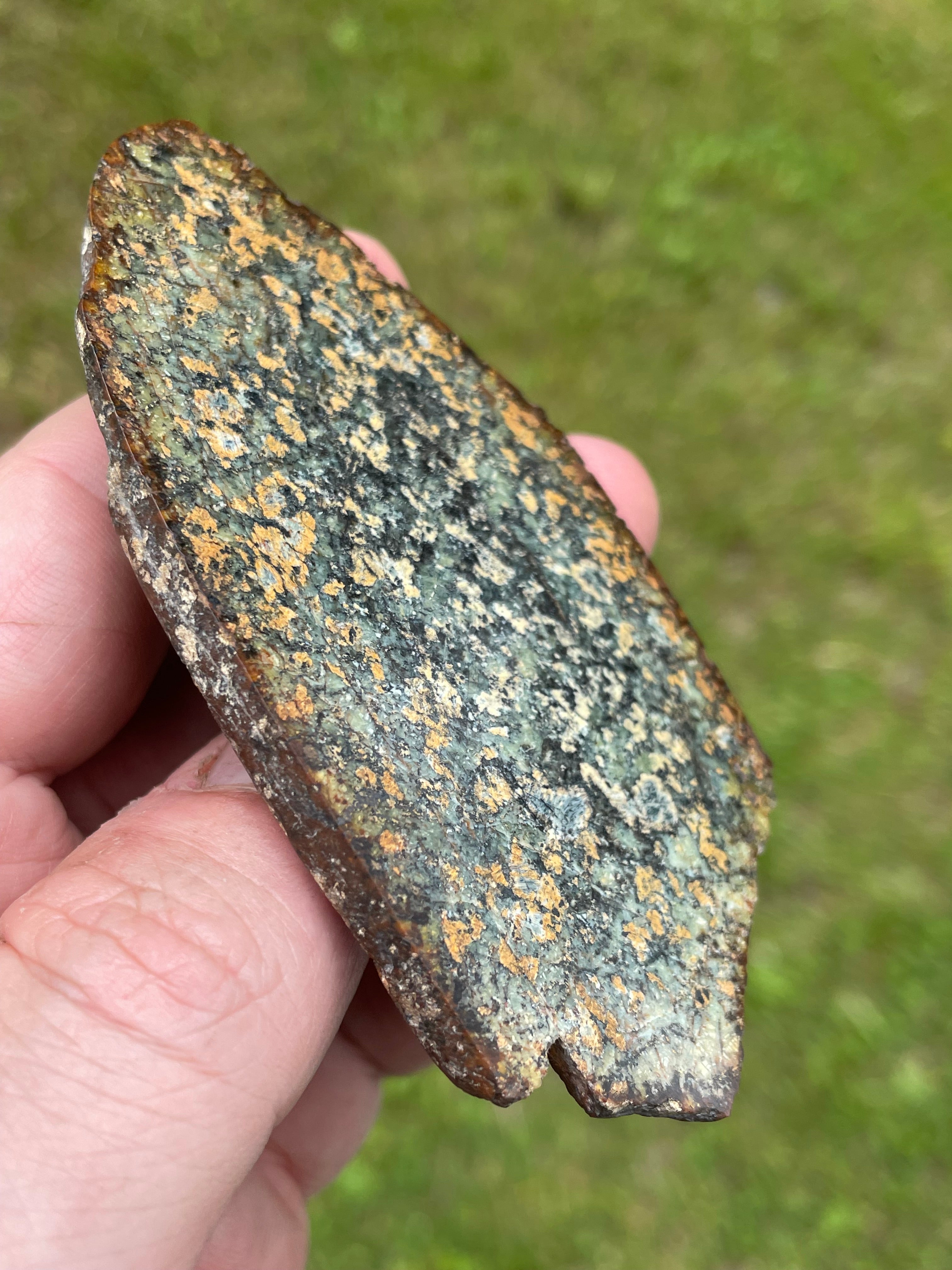 StoneBorn Creations Hand-Polished Vermont Serpentine Freeform Pair with Black Mineral Inclusions, Earth-Toned Matrix and Natural Split Display