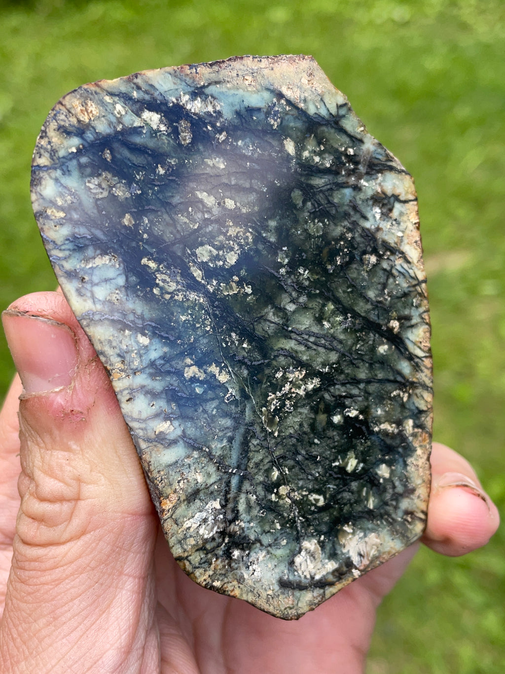StoneBorn Creations – Hand-Polished Dark Green & Black Dendritic Mystery Stone | Natural Matching Pair