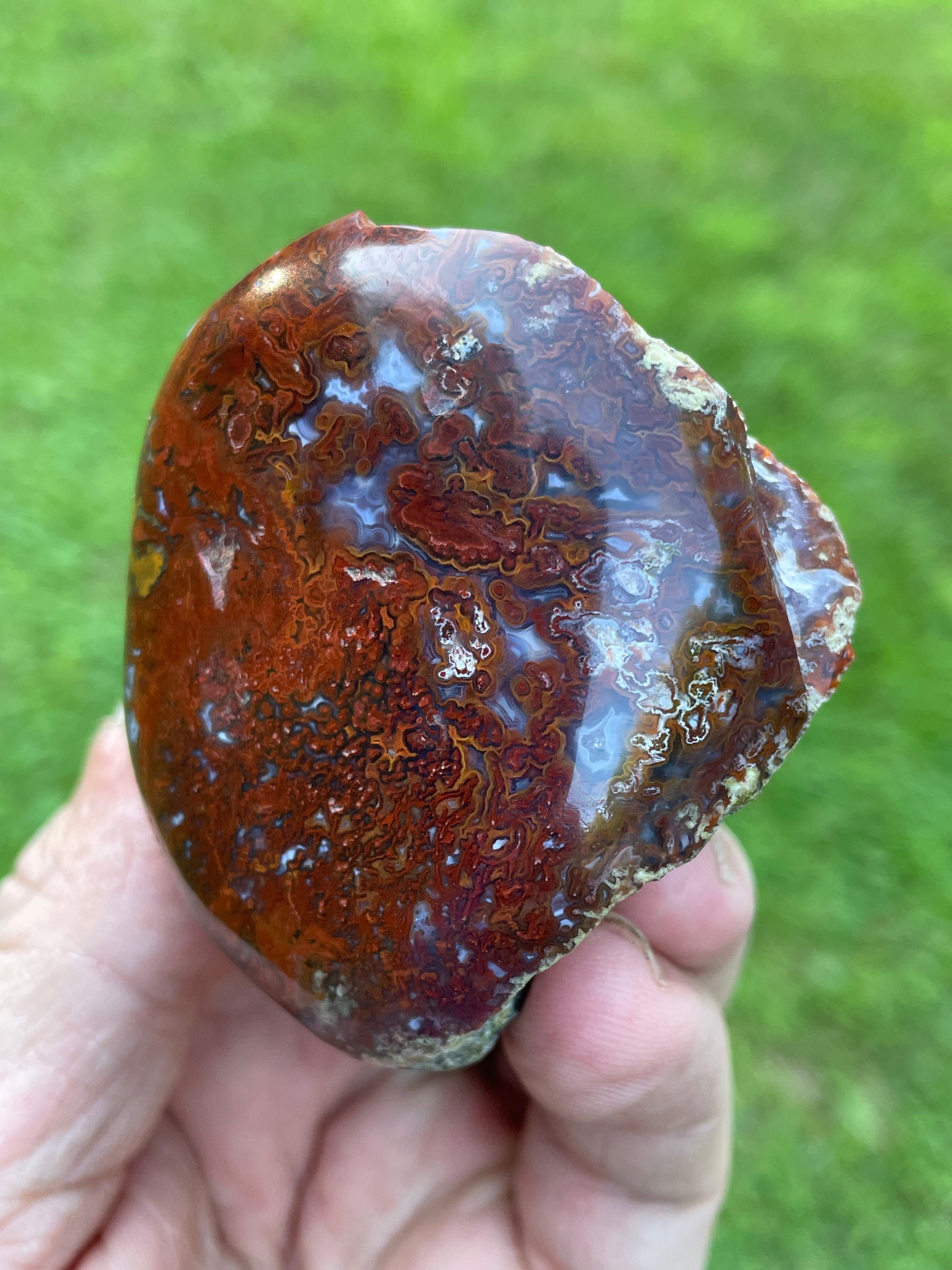 StoneBorn Creations | Hand-Polished Red Lightning Natural Agate Freeform | One-of-a-Kind Display Stone