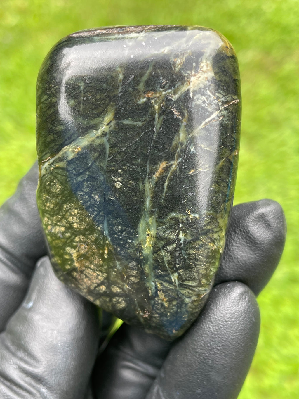 StoneBorn Creations Hand-Polished Vermont Serpentine Freeform Display Stone – One-of-a-Kind Natural Stone