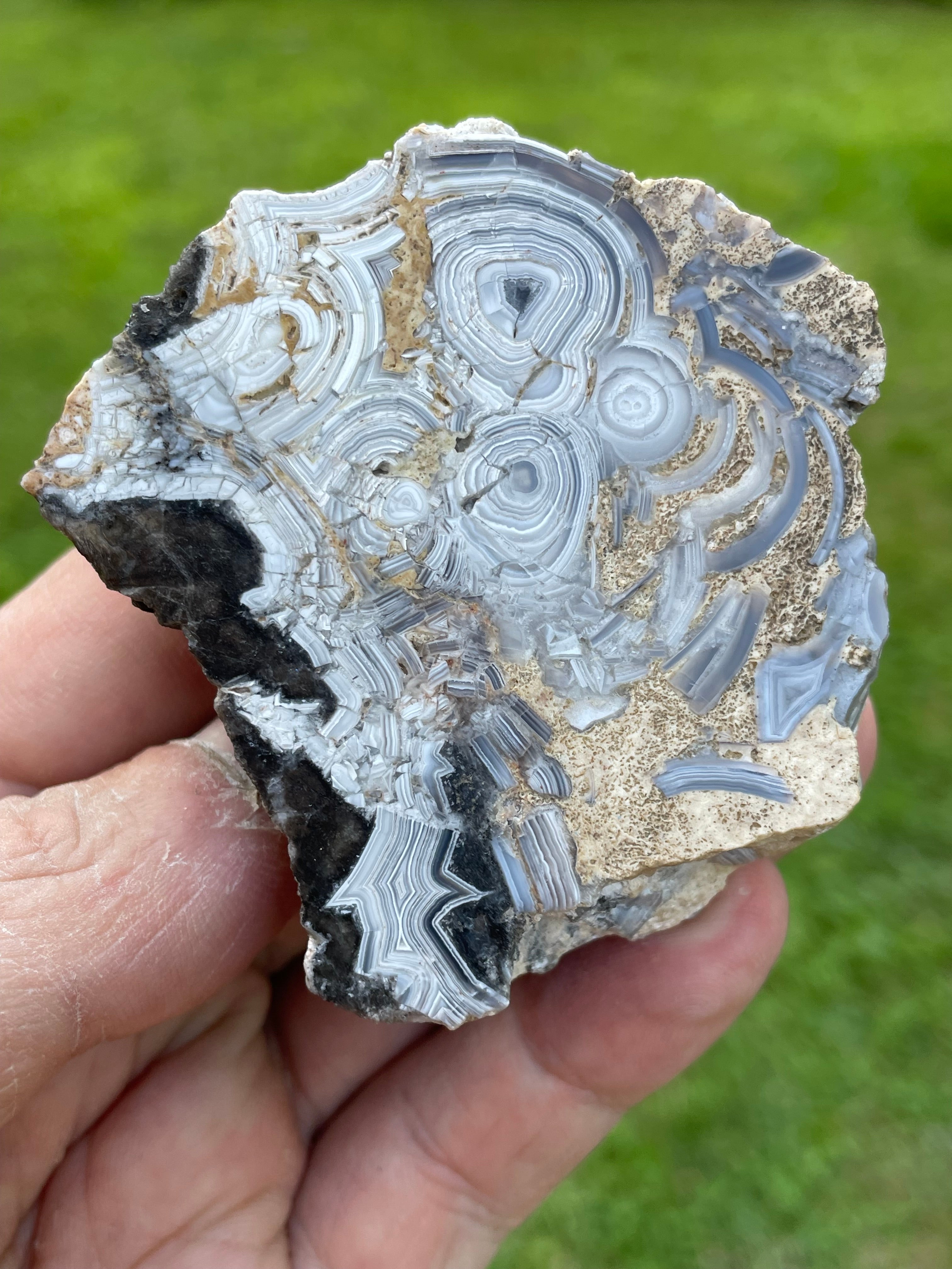 StoneBorn Creations Hand-Polished Tuxedo Lace Agate Bookmatched Pair | One-of-a-Kind Natural Display Stones